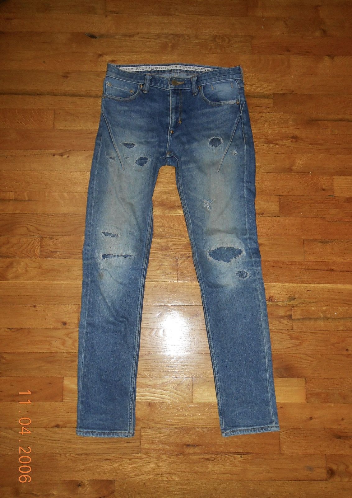 number (n)ine distressed repair denim
