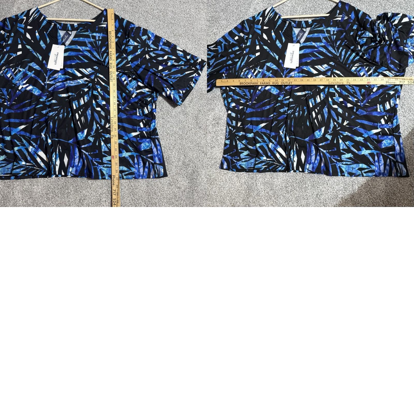 Vintage SwimsuitsForAll Swim Shirt Women Plus 30/32 Boho Tropical Beach Cover Up Summer Blue Floral Lightweight Stretch Size 4XL / US 24-26 - 8 Thumbnail