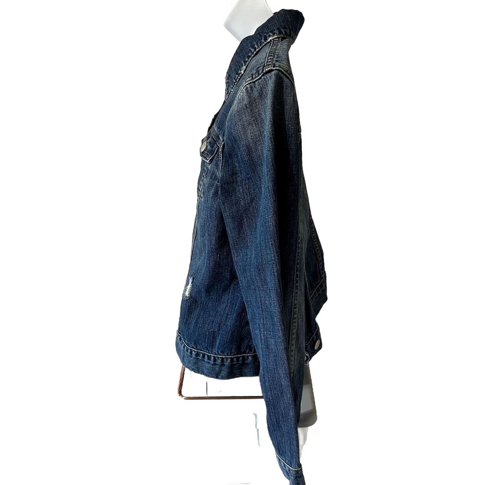 Old Navy Old Navy Maternity Denim Blue Jacket Women Medium Distressed RN#54023 Size 32" / US 10 / IT 46 - 7 Thumbnail