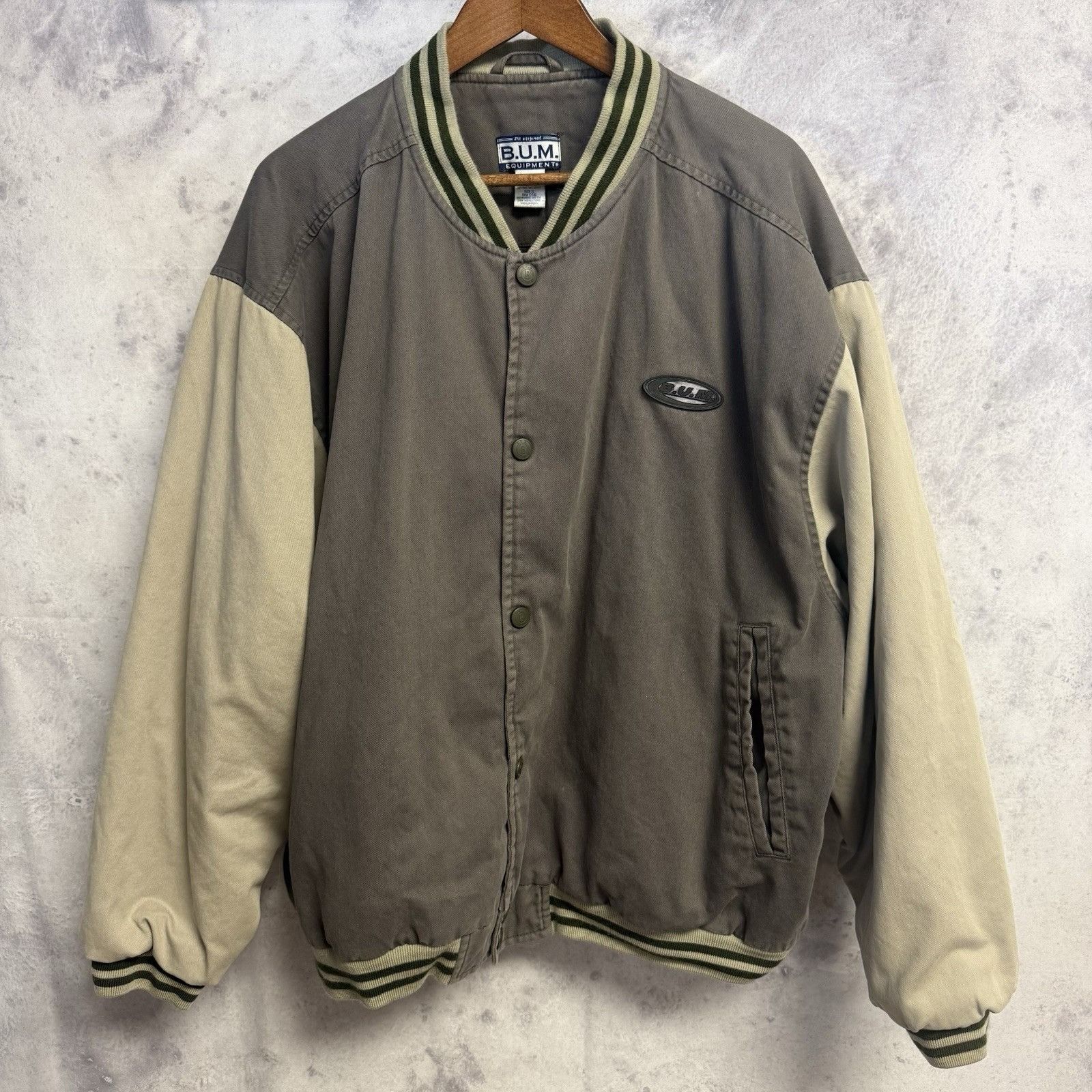 B.U.M Equipment Vintage BUM Equipment Bomber Jacket Mens XL Snap Gray Canvas Size US XL / EU 56 / 4 - 2 Thumbnail