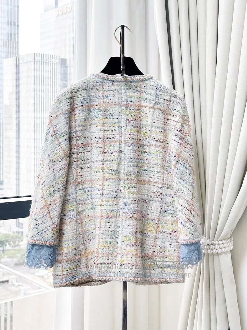 Chanel Chanel Plaid stitching lace cuffs short-sleeved long-sleev Size XS / US 0-2 / IT 36-38 - 3 Thumbnail