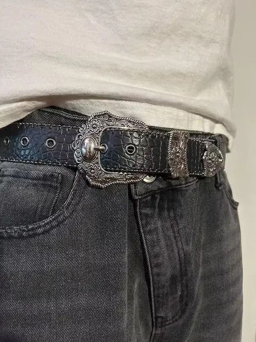 Japanese Brand Y2K Gothic Buckle Belt Size 30 - 1 Thumbnail