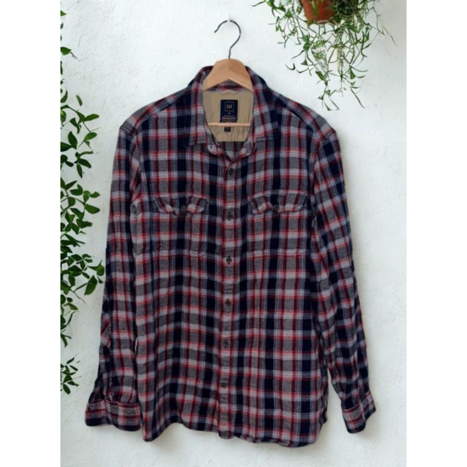 Gap VINTAGE Gap x Pendleton Flannel Shirt Men XL Red Navy Plaid Cotton Double Pocket Size US XL / EU 56 / 4 - 3 Thumbnail