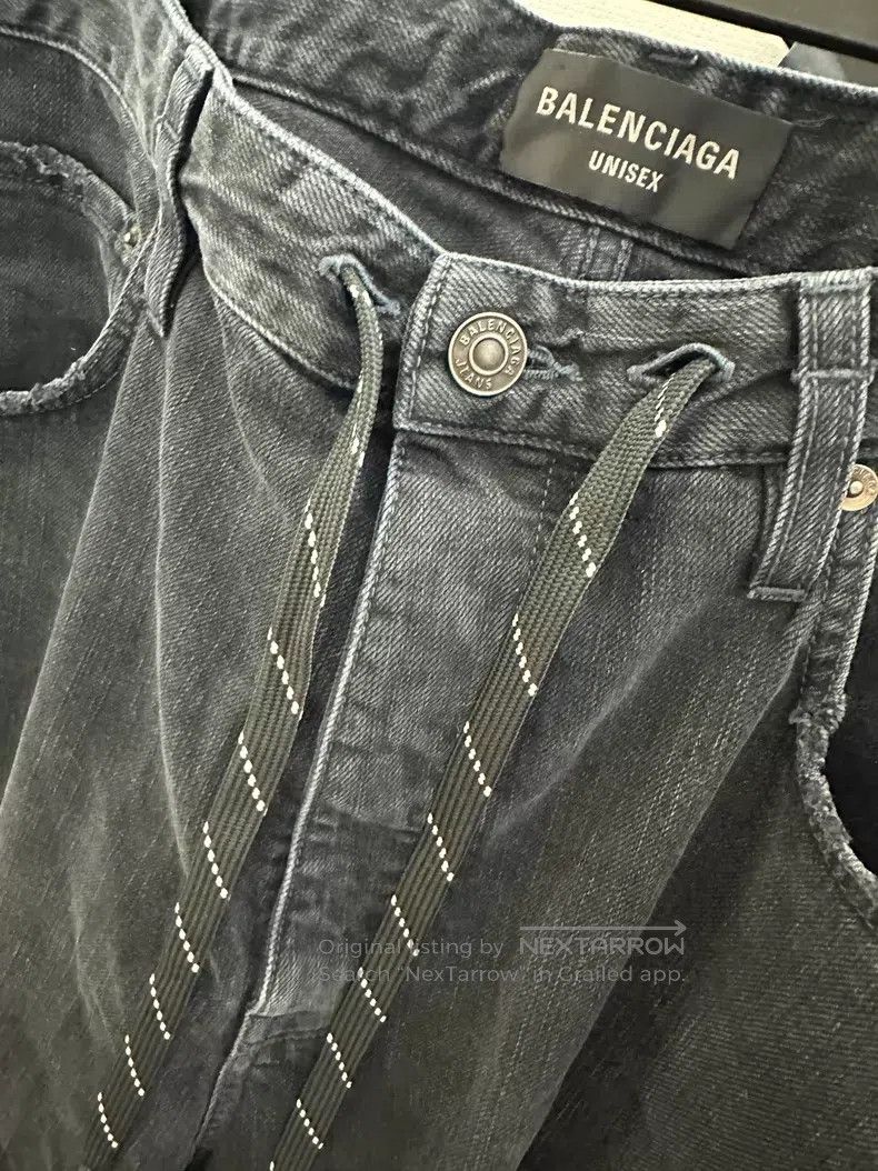 Balenciaga Balenciaga size XS Drawstring Denim Pants with Washed Blac Size US 27 - 5 Thumbnail