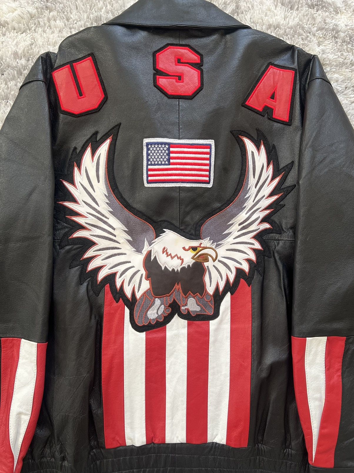 Oscar Piel × Vintage Vintage USA Eagle Oscar Piel Biker Leather Jacket Size US L / EU 52-54 / 3 - 3 Thumbnail