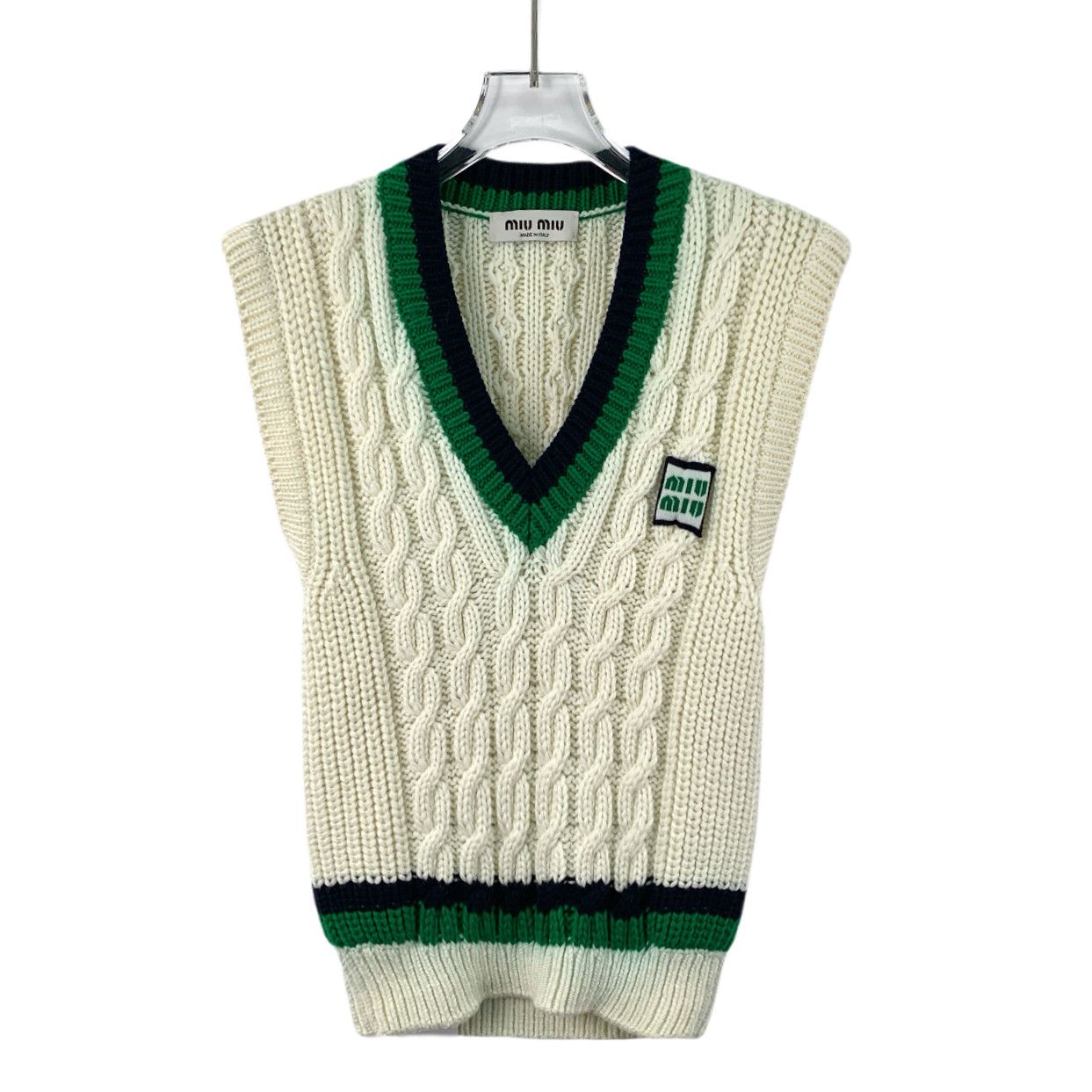 Miu Miu Knit Vest Cable Ivory (Size 38)