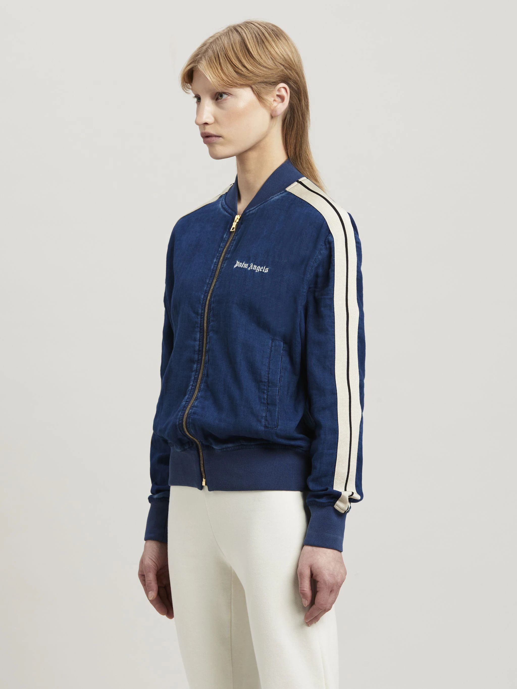 Palm Angels o1s22i1n0824 Chambray Track Sweatshirt in Blue Size S / US 4 / IT 40 - 4 Thumbnail
