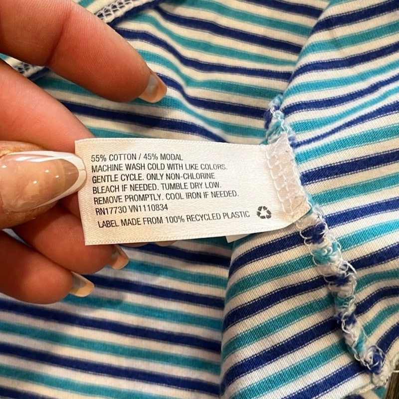 Merona Merona Shift Dress Short Sleeve Striped Blue White Size XL Size XL / US 12-14 / IT 48-50 - 2 Thumbnail