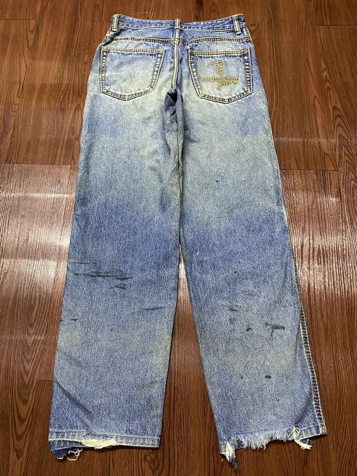 Trussardi Vintage Trussardi Blue Wash Distressed Jeans Size US 28 / EU 44 - 2 Thumbnail