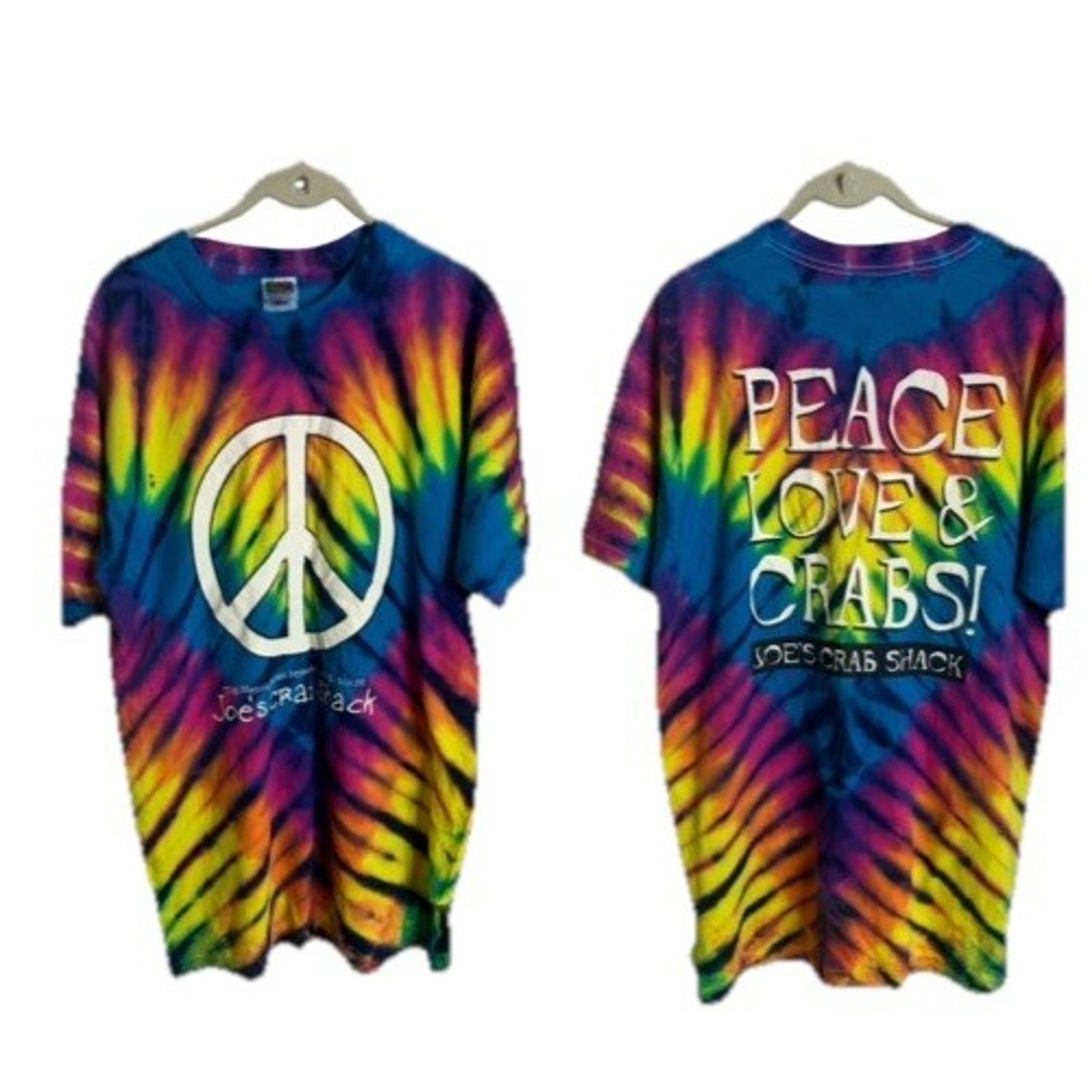 Fruit Of The Loom Vintage Joe's Crab Shack Tie Dye T-Shirt Single Stitch Size US L / EU 52-54 / 3 - 1 Thumbnail
