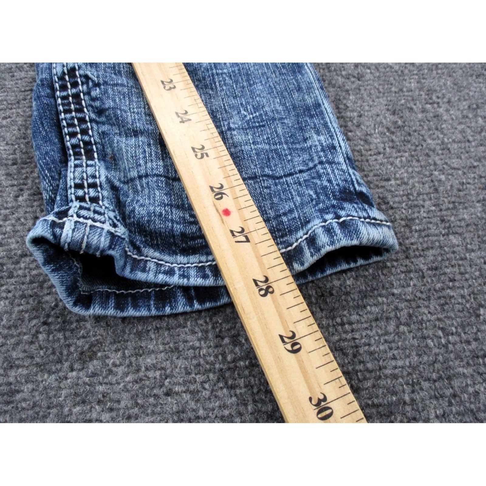 Vintage Salvage Buckle Jeans Women 12 Blue Denim Mayhem Straight Faded Stretch Size 26" / US 2 / IT 38 - 4 Thumbnail