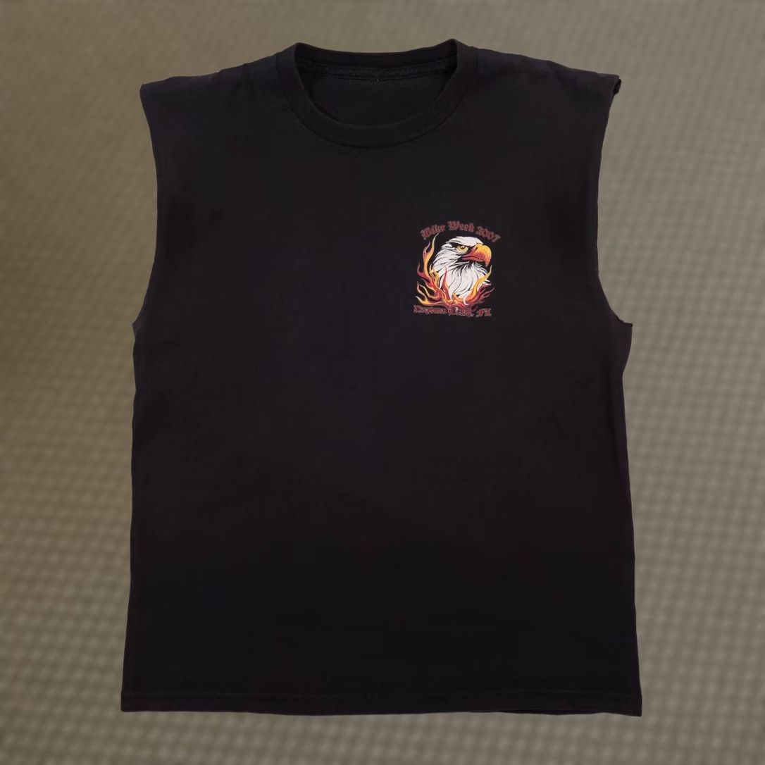Vintage Bike Week 2007 Shirt Mens Medium Black Eagle Daytona Beach FL Cutoff Tee Size US M / EU 48-50 / 2 - 1 Thumbnail