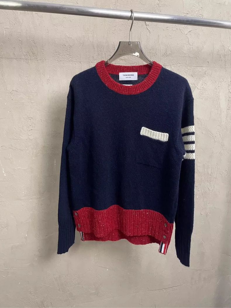 Thom Browne Thom Browne Blue and red wool round collar sweater Size S / US 4 / IT 40 - 1 Thumbnail