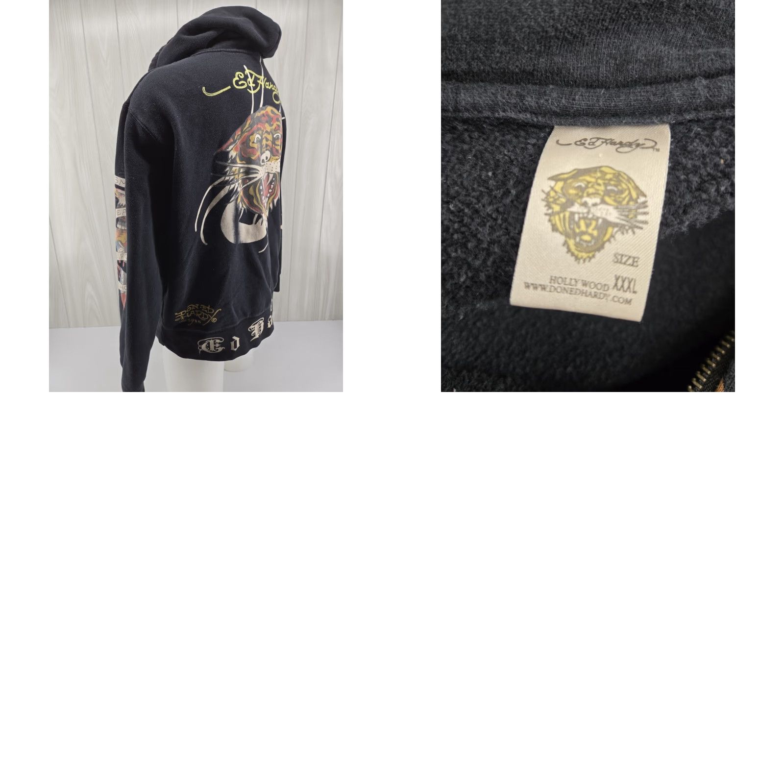 Ed Hardy VINTAGE Ed Hardy Women's Full Zip Hoodie Tiger Logo 3XL Black Knit Cotton Polyester Rhinestone Zipper Hoodie Sweatshirt Ladies Size XXL / US 16-18 / IT 52-54 - 9 Thumbnail