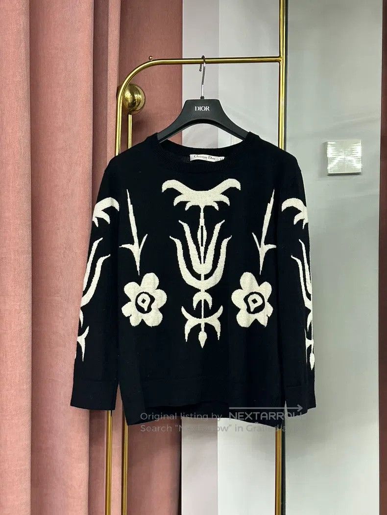 Dior Dior Black and white printed cashmere sweater Size M / US 6-8 / IT 42-44 - 1 Thumbnail