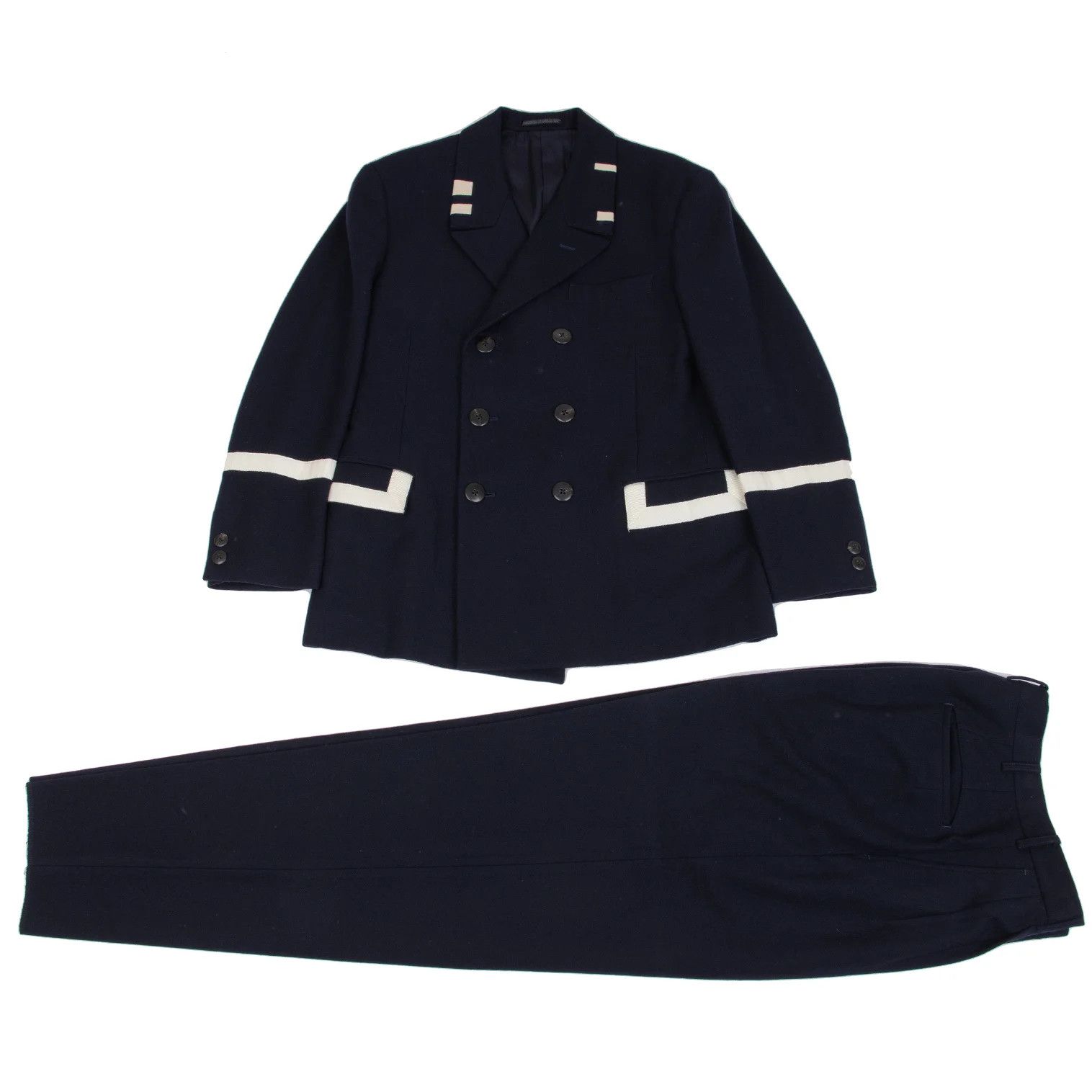 Yohji Yamamoto Yohji Yamamoto Wool Double Jacket Set in Navy Size US S / EU 44-46 / 1 - 1 Thumbnail