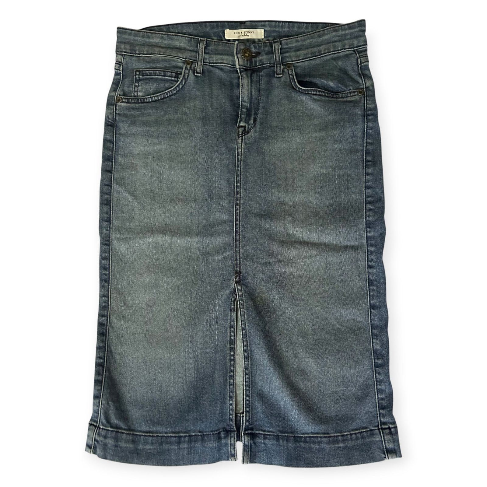 Other Rich & Skinny Denim Pencil Skirt Size 27 Below Knee Midi Size 27" / US 4 / IT 40 - 2 Thumbnail