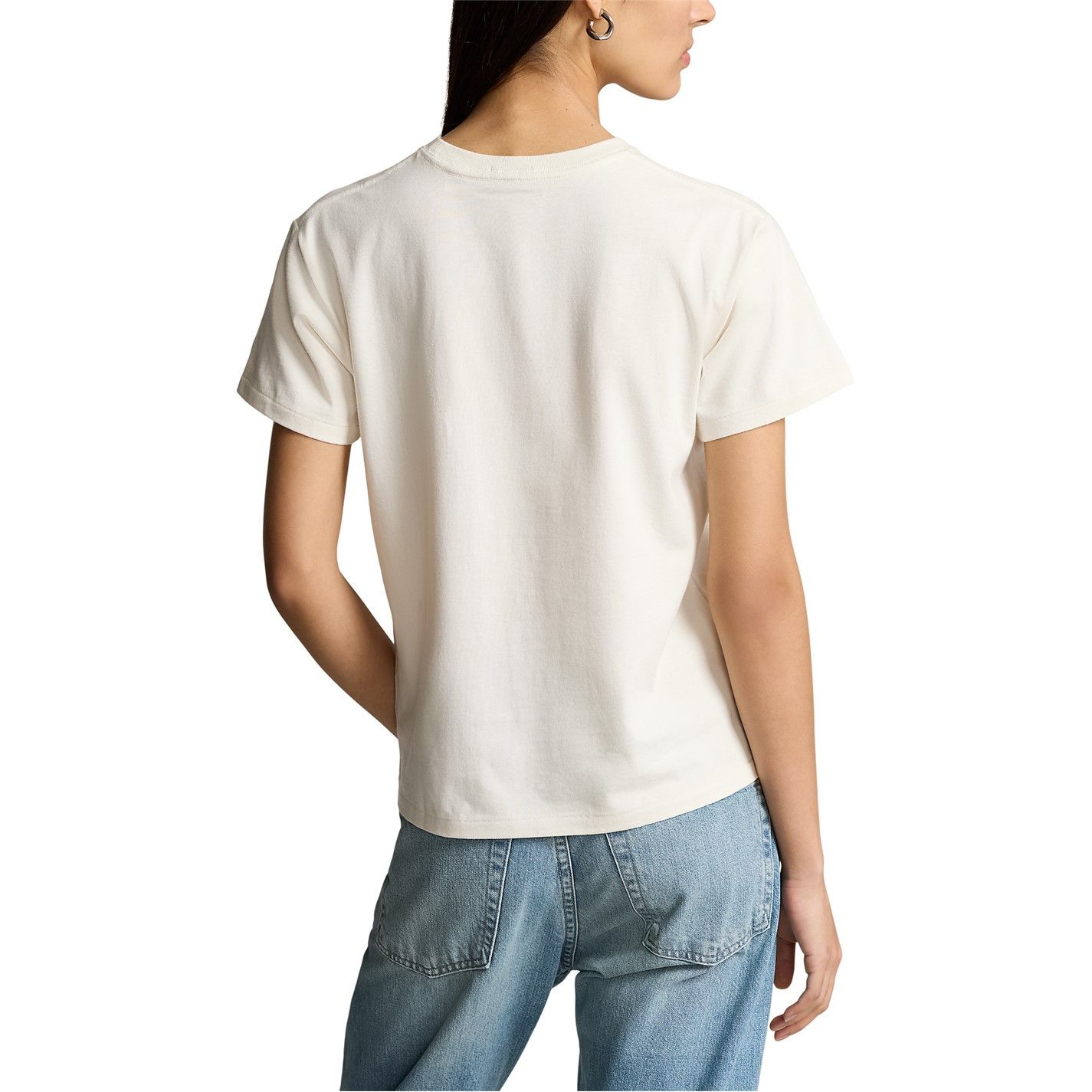 Polo Ralph Lauren o1g2r1mq0925 Embroidered Flag Cotton T-Shirt in Cream Size XS / US 0-2 / IT 36-38 - 4 Thumbnail