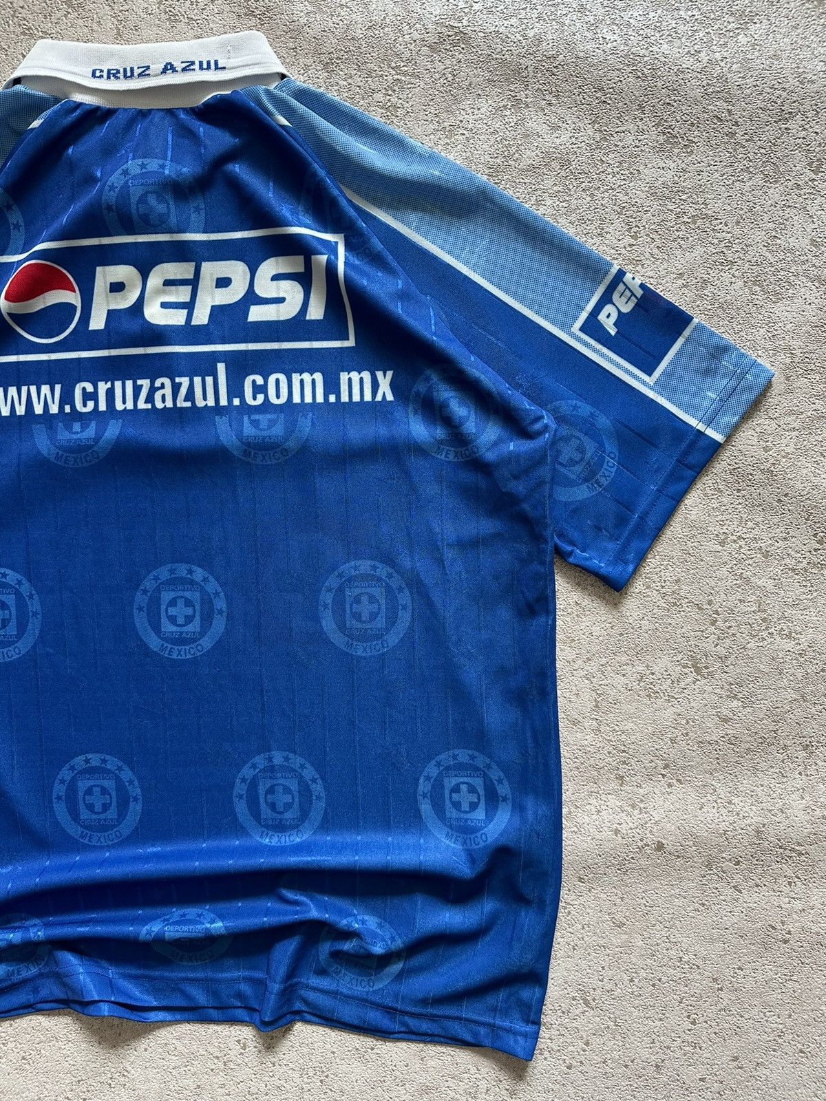 90s ゲームシャツCRUZ AZUL クルスアスル 刺繍 Pepsi メキシコ Jersey CRUZ AZUL PEPSI JERSEY | Grailed