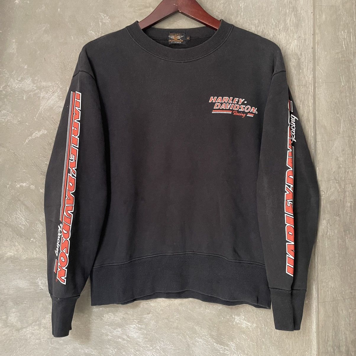 Harley Davidson × Vintage Vintage Y2K Harley Davidson Racing Sweatshirt Black Size US M / EU 48-50 / 2 - 5 Thumbnail