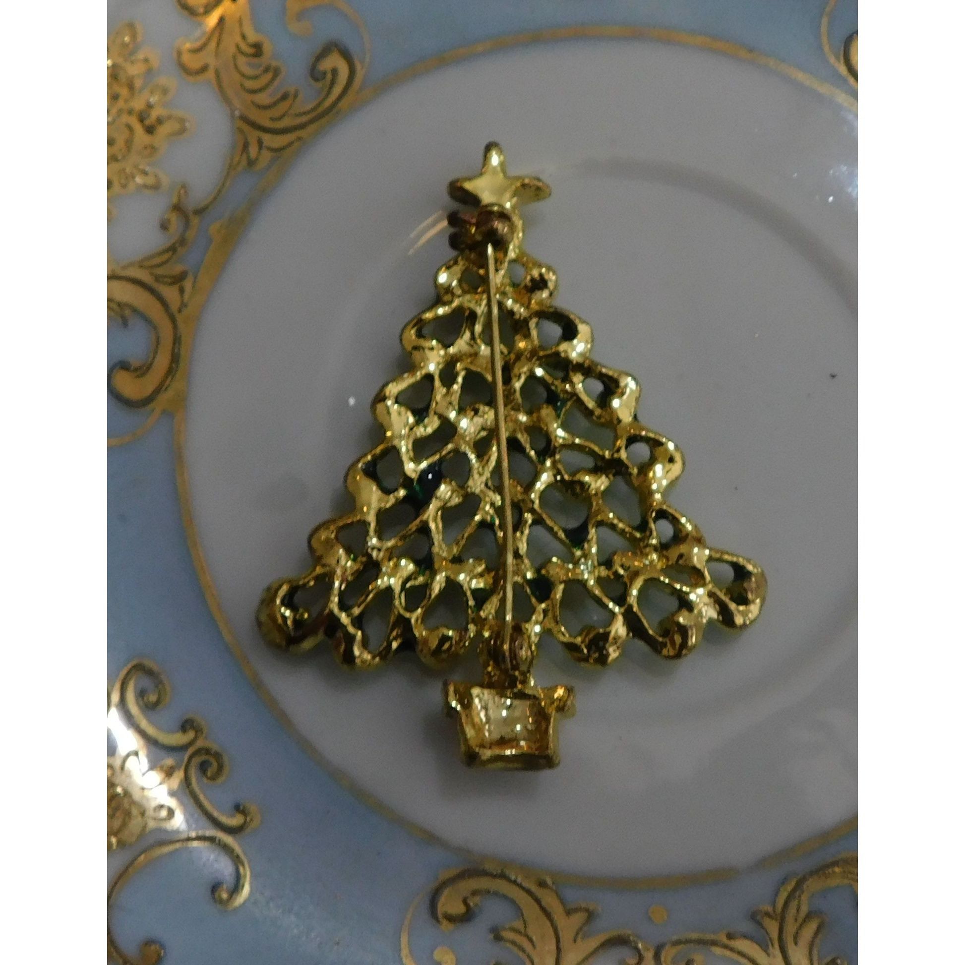 Other Vintage Green And Gold Tone Christmas Tree Brooch Size ONE SIZE - 3 Thumbnail