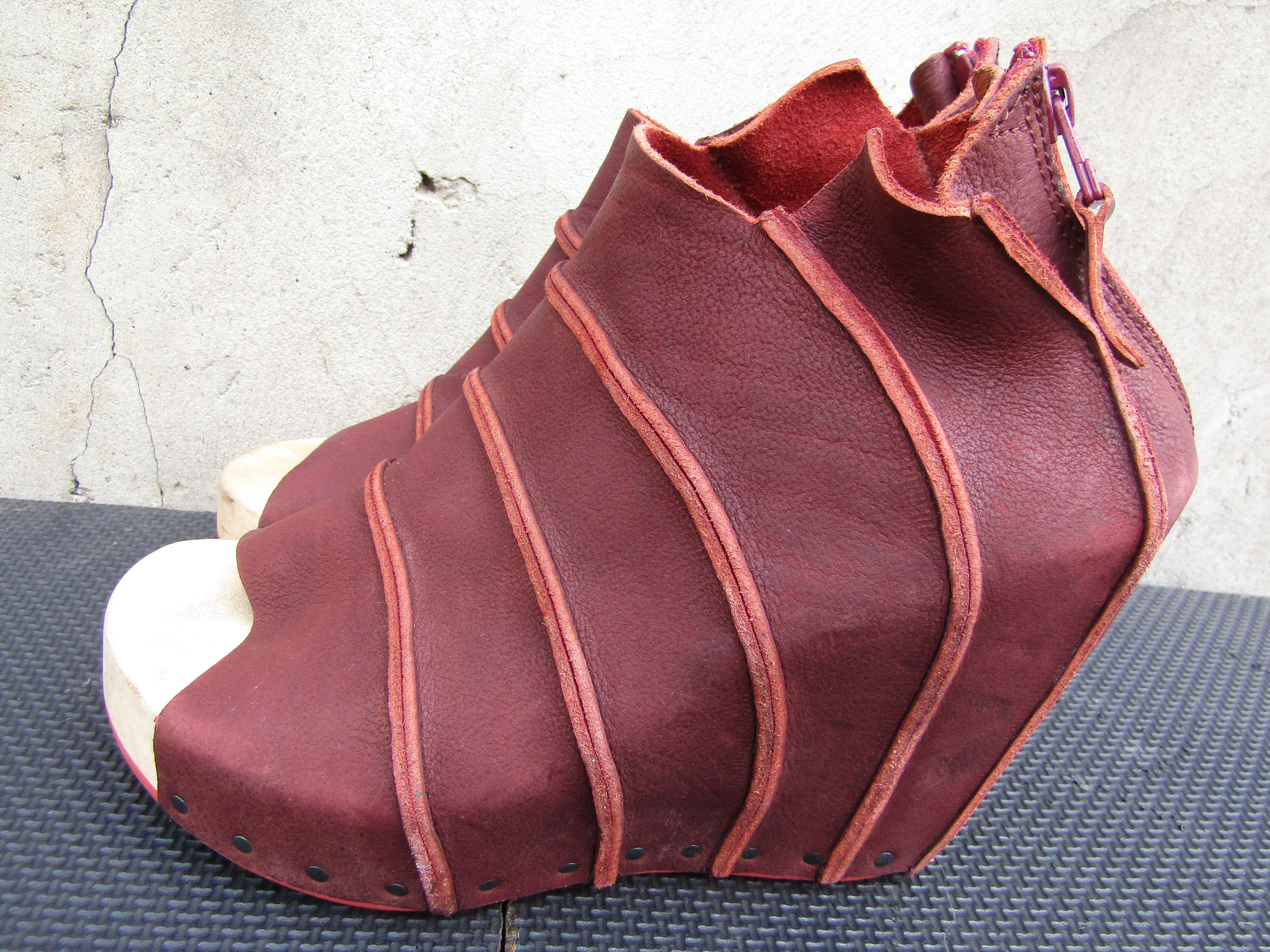 Trippen Trippen Womens Open Toe Leather Wedge Heels Germany Wood Size US 9 / IT 39 - 5 Thumbnail