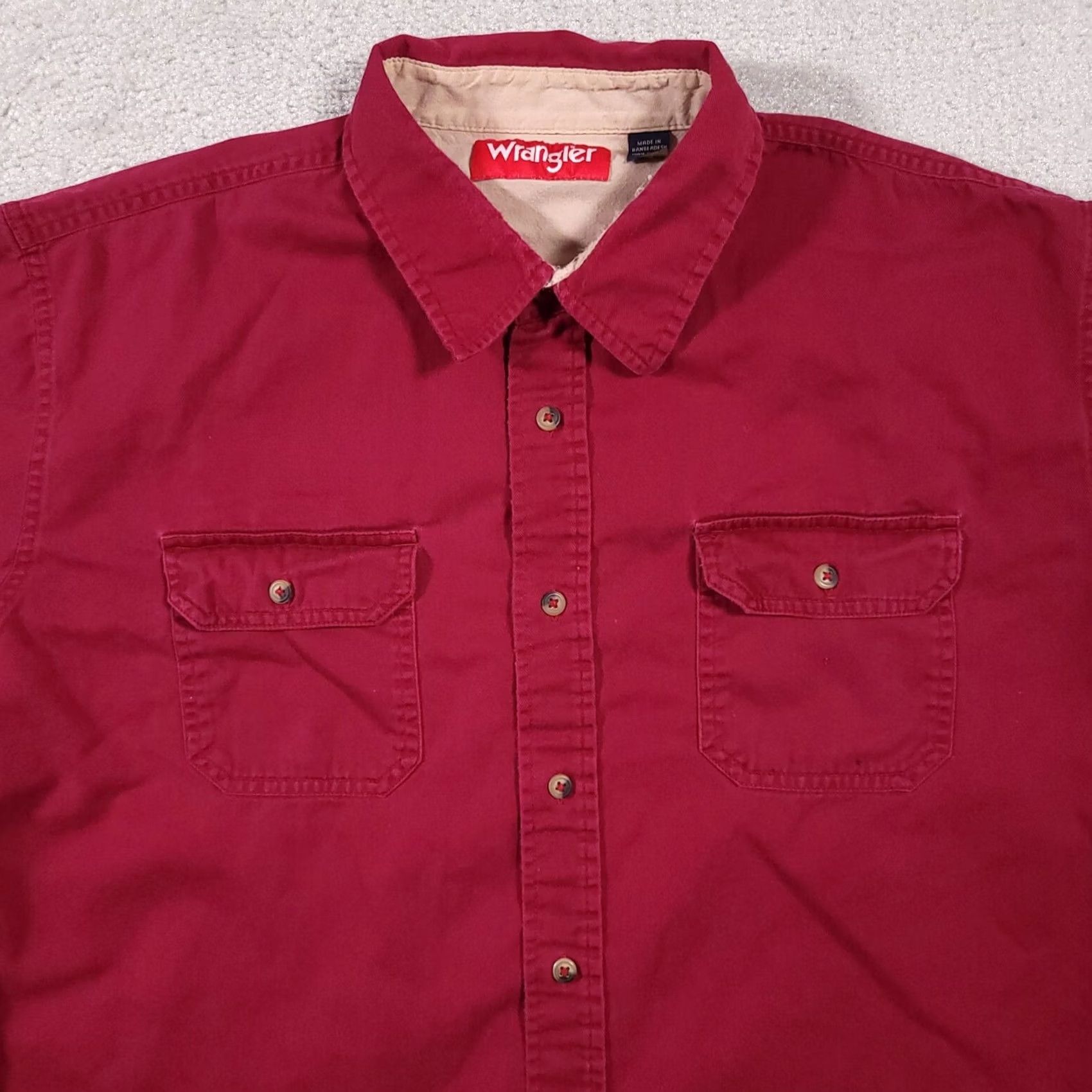 Wrangler Wrangler Button Up Shirt Mens 2XL Red Casual Outdoor Work Wear Pockets Grunge Size US XXL / EU 58 / 5 - 3 Thumbnail