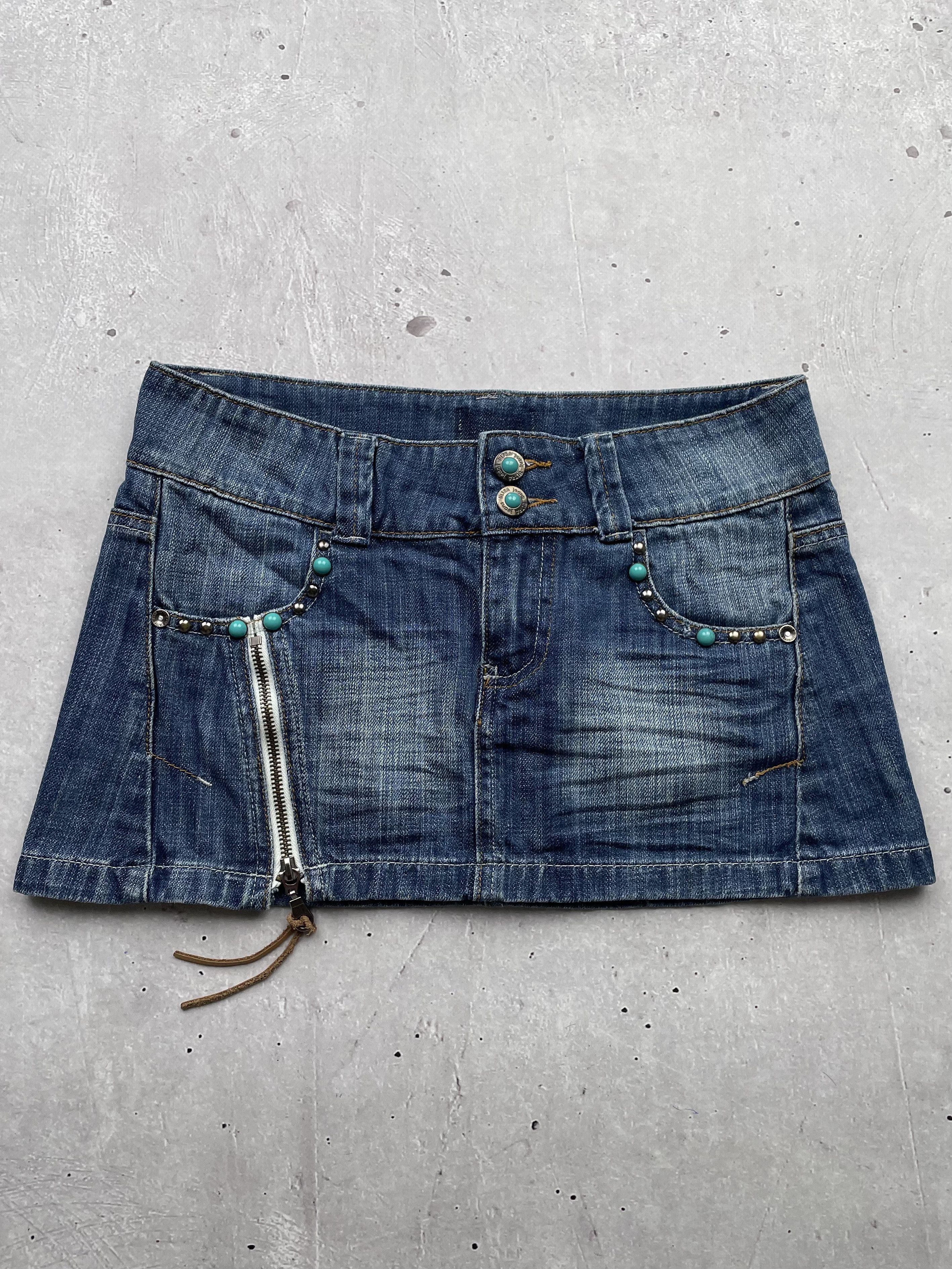 Japanese Brand × Vintage Vintage Zipped Jeans Mini Skirt Size 26" / US 2 / IT 38 - 1 Thumbnail