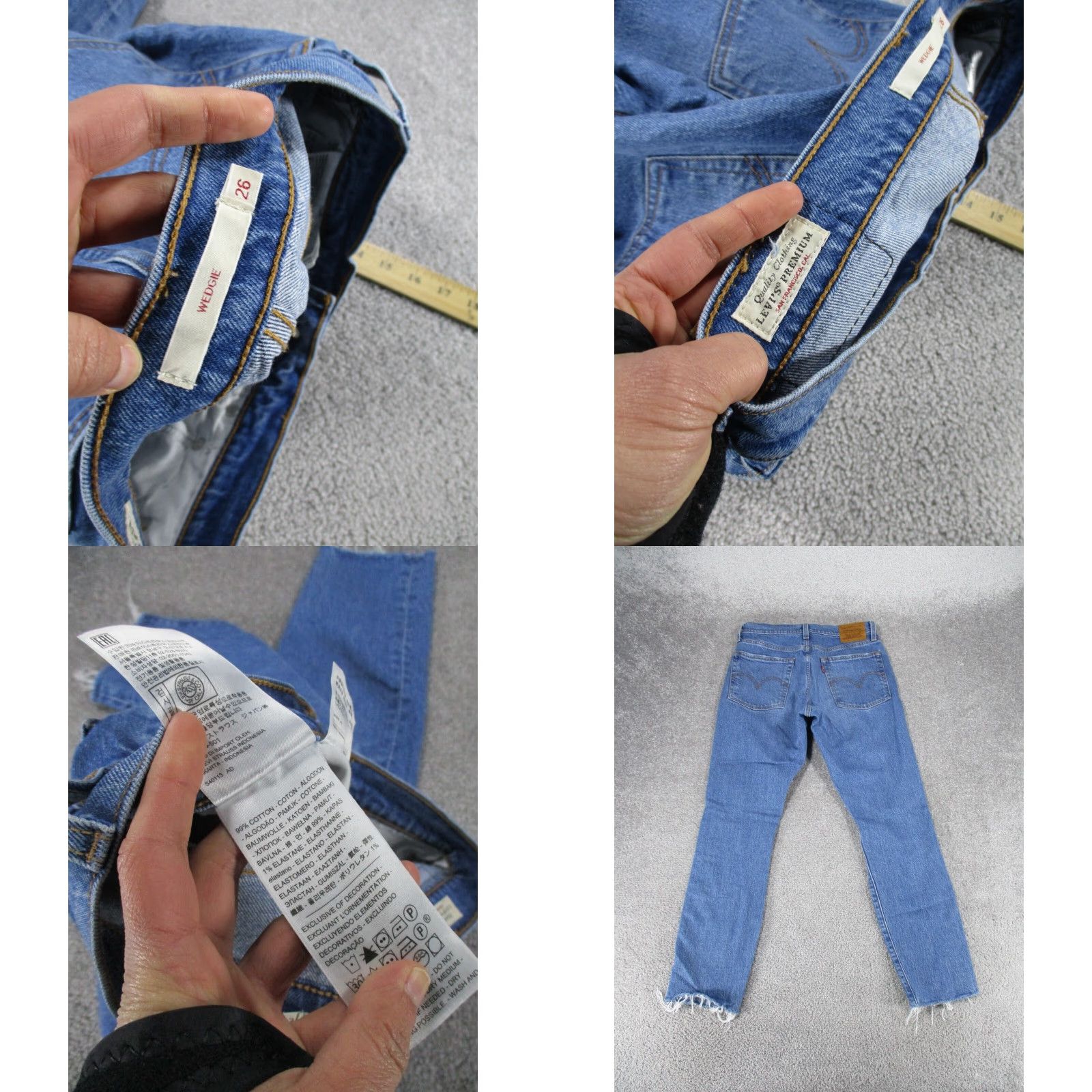 Levi's Levi's Wedgie Jeans Womens 26 Medium Blue Denim Button Fly Ripped Jeans Size 26" / US 2 / IT 38 - 8 Thumbnail