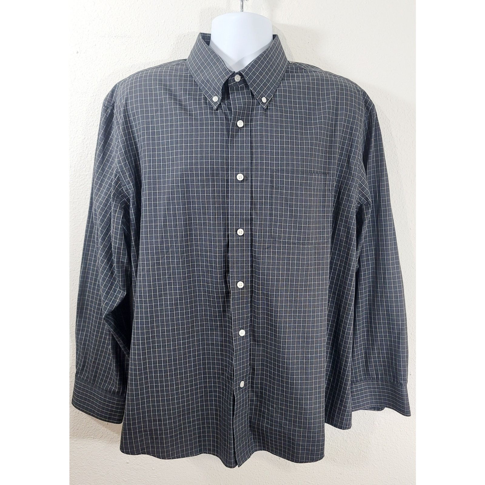 Arrow Arrow Gray Check Button Down Collar Button Shirt XL 17 17.5 Size US XL / EU 56 / 4 - 1 Thumbnail