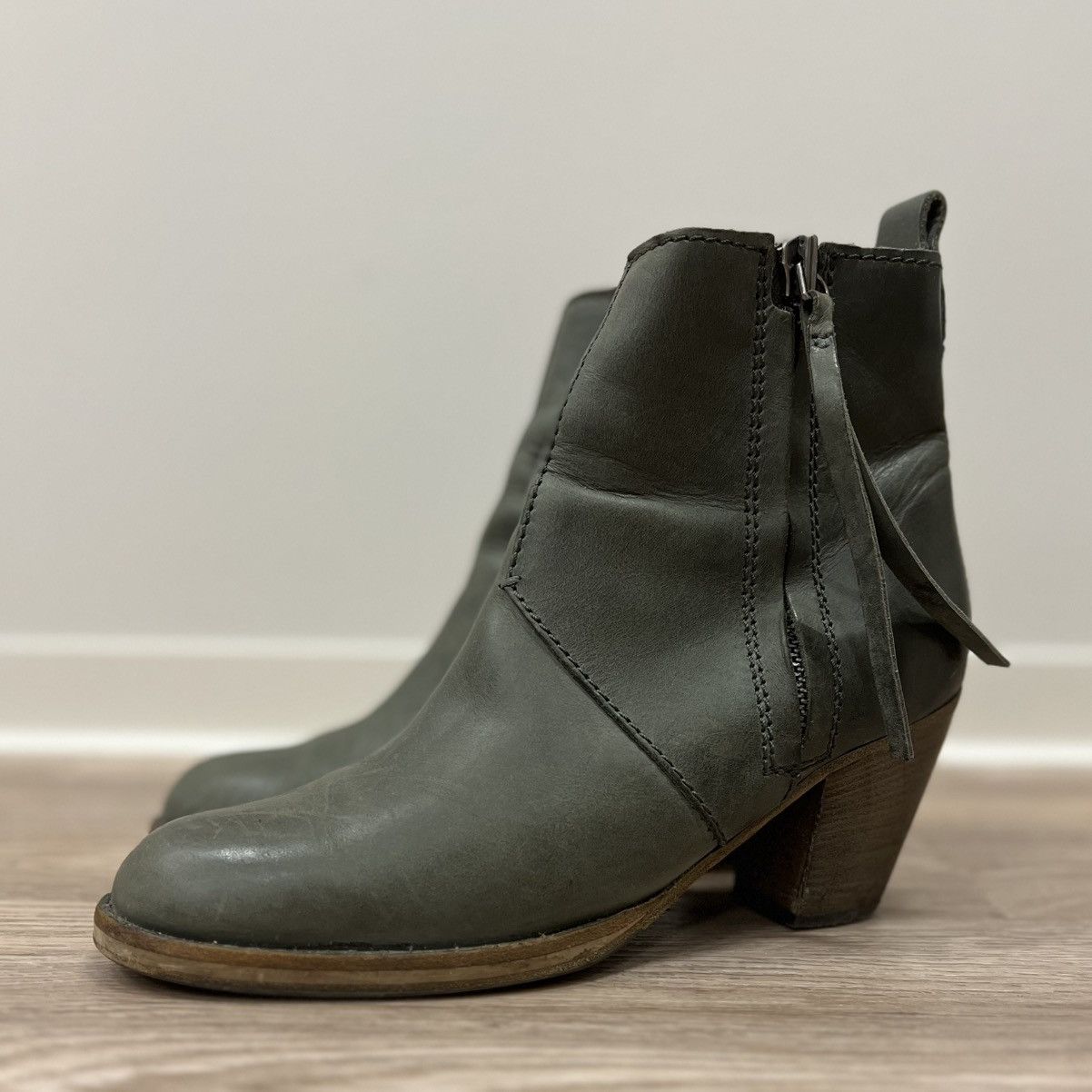 Acne Studios Acne Studios Ankle Boots Shearling Lined Pistol Olive Heels Size US 9 / IT 39 - 5 Thumbnail