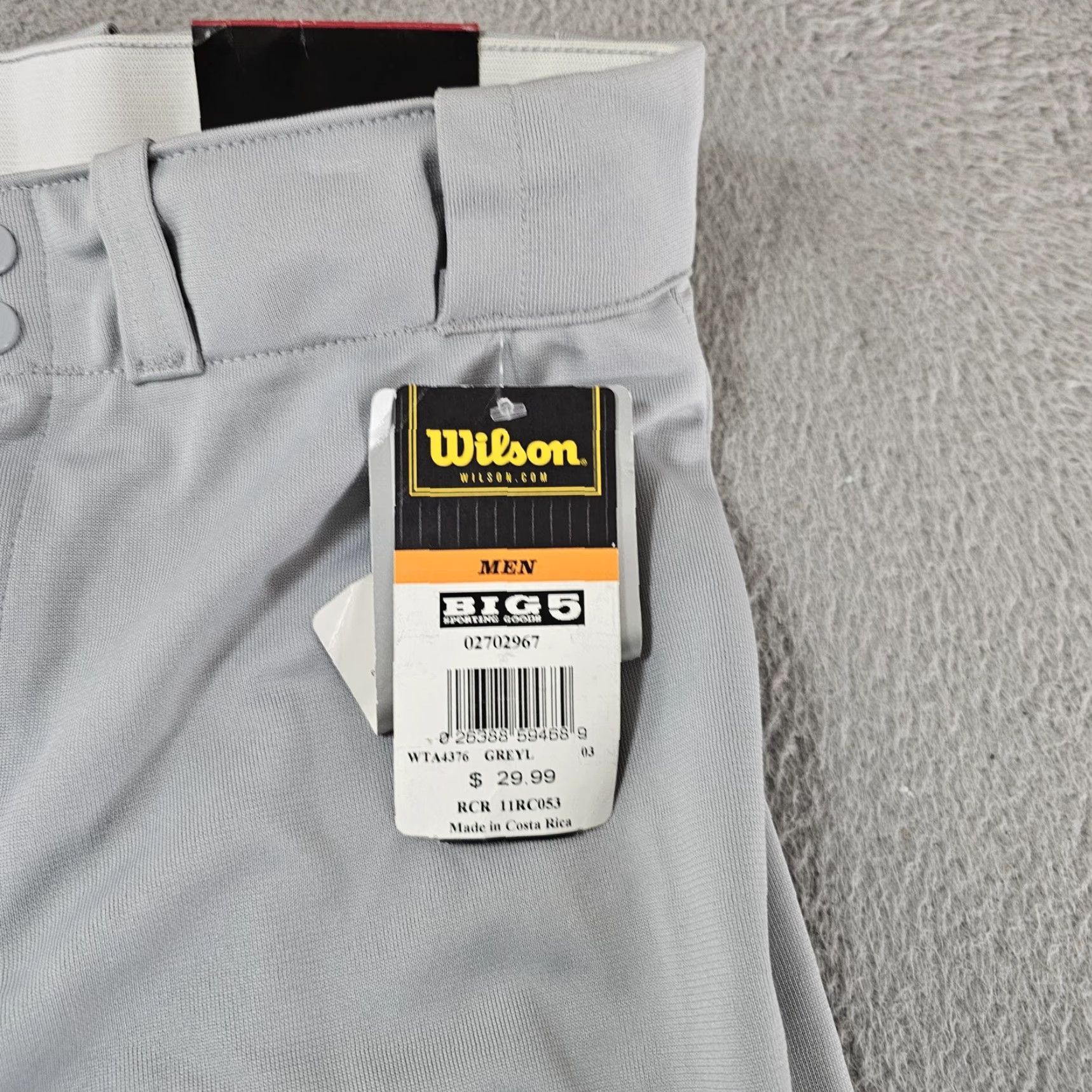 Wilson Wilson Baseball Pants Mens Large Gray Ankle Elastic Waist Pockets Performance Size US 33 - 2 Thumbnail