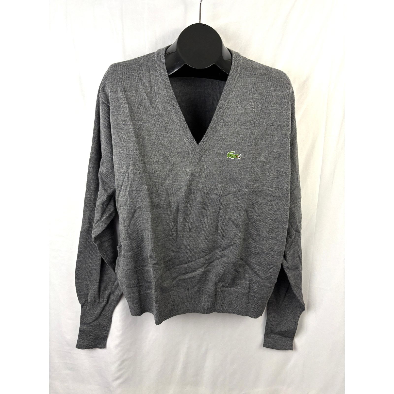 Lacoste Vintage 1980s Izod Lacoste Gray Knit V-Neck Sweater Men’s Size US L / EU 52-54 / 3 - 5 Thumbnail
