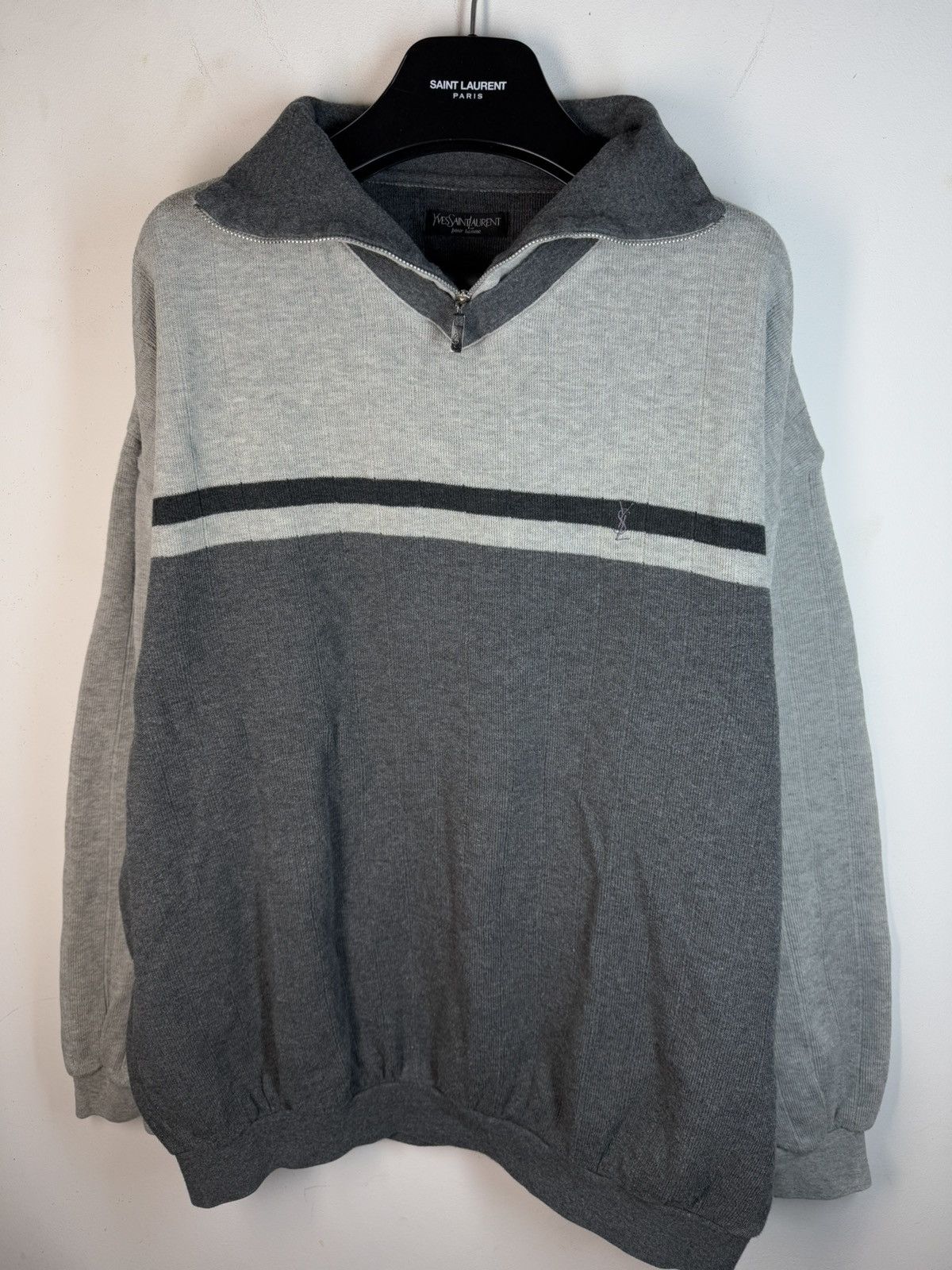 Yves Saint Laurent 90’s YSL Sweatshirt 1/4 Zip Up Vintage Sweater Old Money y2k Size US XXL / EU 58 / 5 - 4 Thumbnail