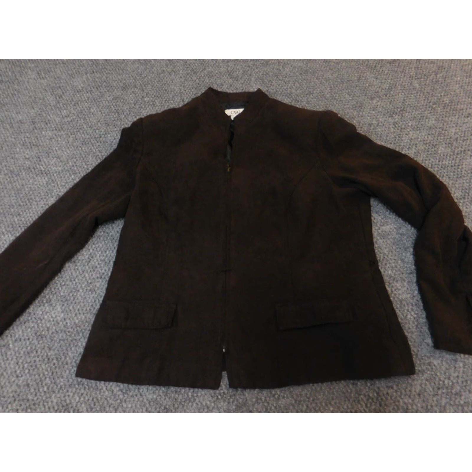 Vintage Cato Womens Jacket 12 Brown Full Zip Knit Pattern Solid Casual Winter Basic Jacket Mens? Women? Size XL / US 12-14 / IT 48-50 - 2 Thumbnail