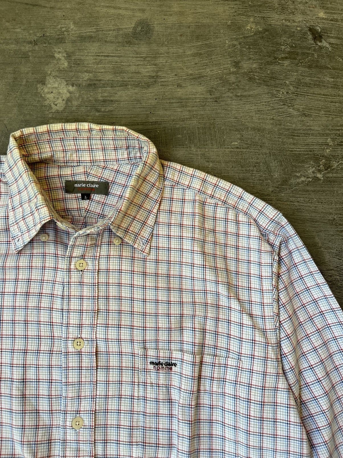 Designer × Flannel × Vintage Marie Claire Homme Plaid Flannel Shirt Size US L / EU 52-54 / 3 - 3 Thumbnail