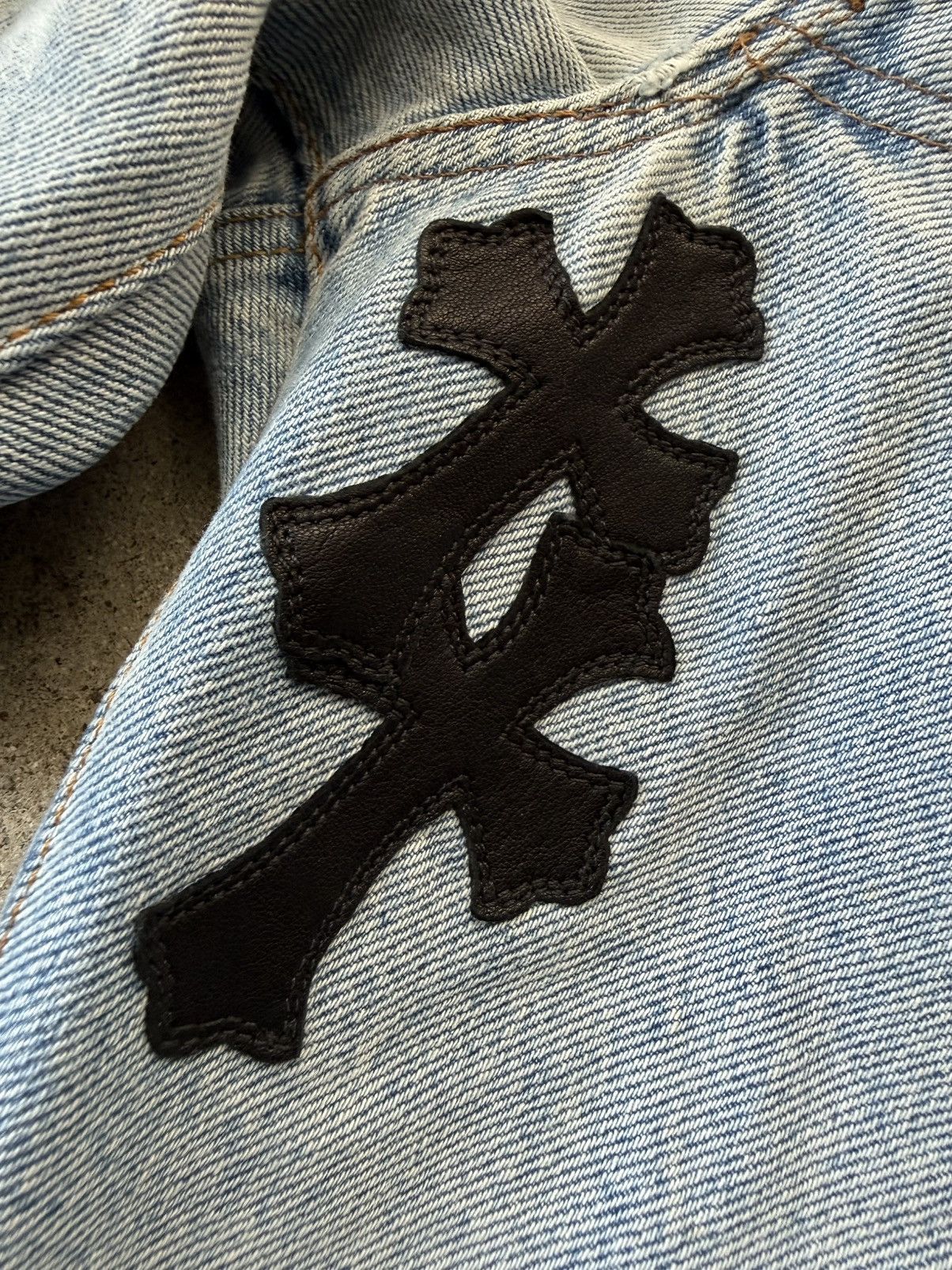 Chrome Hearts CHROME HEARTS CELEBRITY WEEKND 13 LEATHER CROSS LEVIS JEANS Size US 33 - 10 Thumbnail