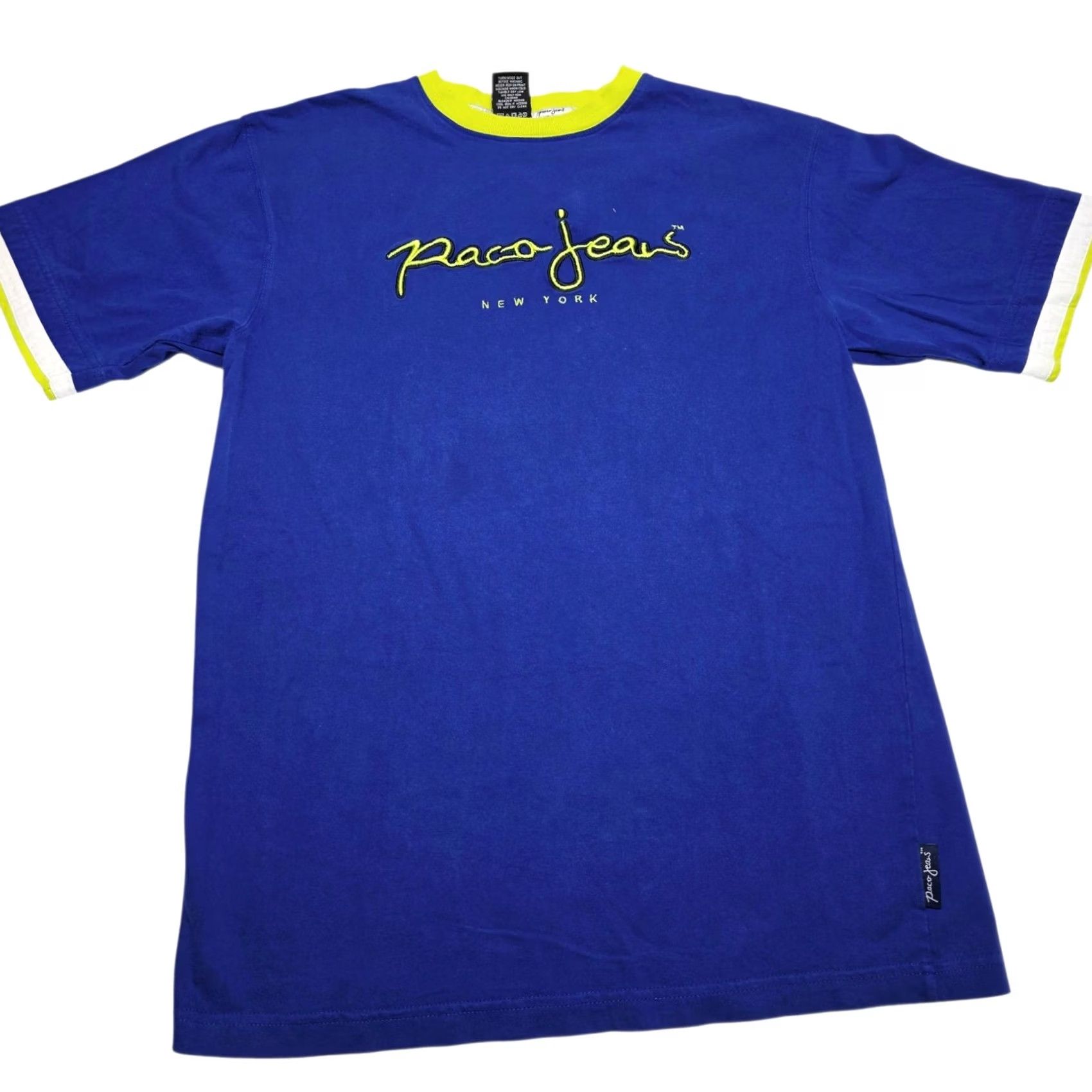Vintage VINTAGE Paco Jeans New York T-Shirt Mens 90s Spellout Size XL Blue Green Size US XL / EU 56 / 4 - 2 Thumbnail