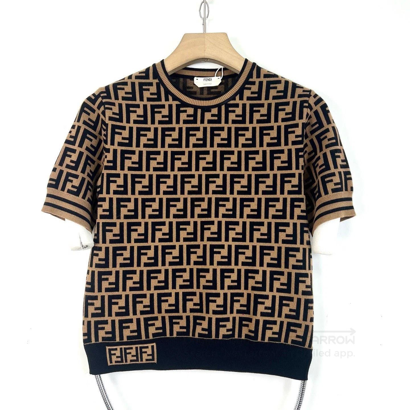 Fendi Fendi Brown Double F All-over Print Knit. Size US XXS / EU 40 - 1 Thumbnail