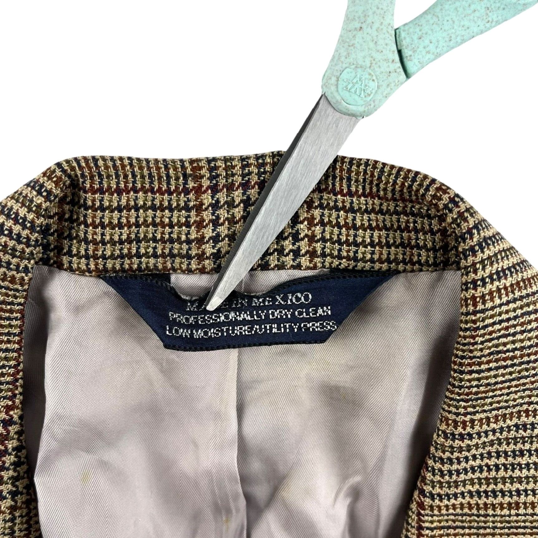 Lands' End Lands' End Blazer Men 46L Brown Wool Silk Nylon Plaid Two-Button Notch Single-Vented Size 46R - 5 Thumbnail