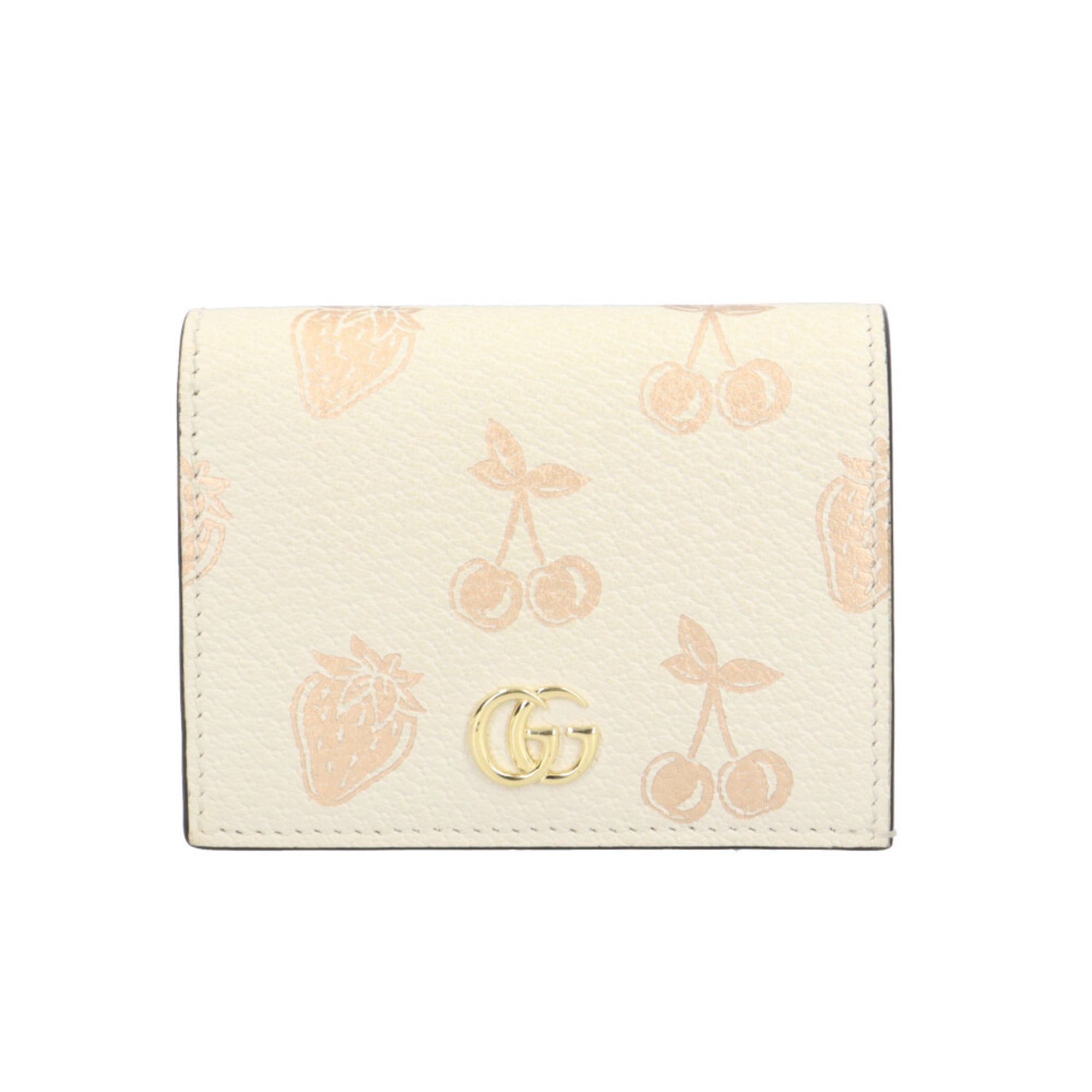 Gucci Gucci Fruit Print Double G Small Wallet GG Marmont Bi-fold Leather 456126 Women's GUCCI Used Size ONE SIZE - 1 Thumbnail