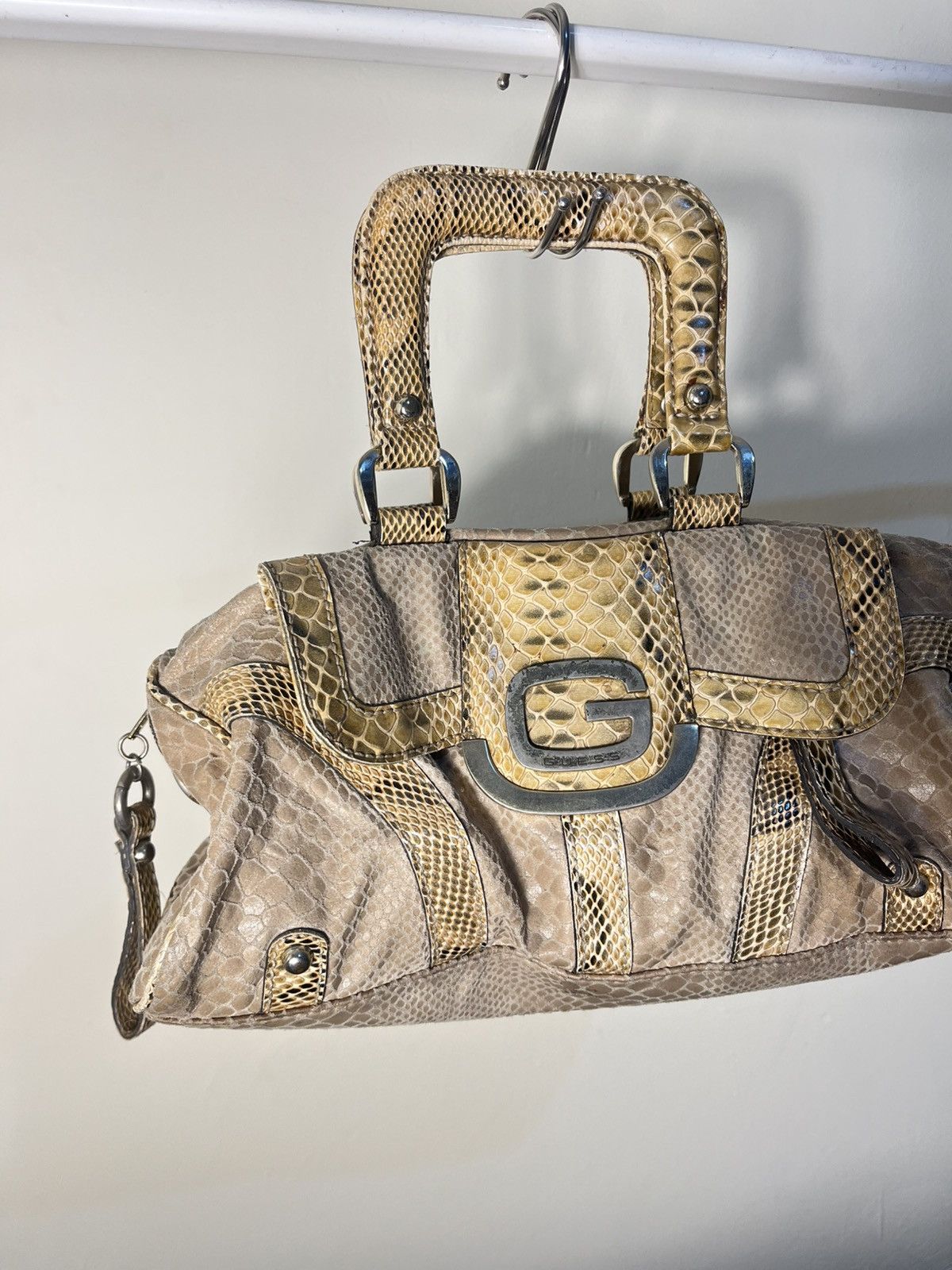 Japanese Brand Vtg guess snake skin handle bag Size ONE SIZE - 4 Thumbnail