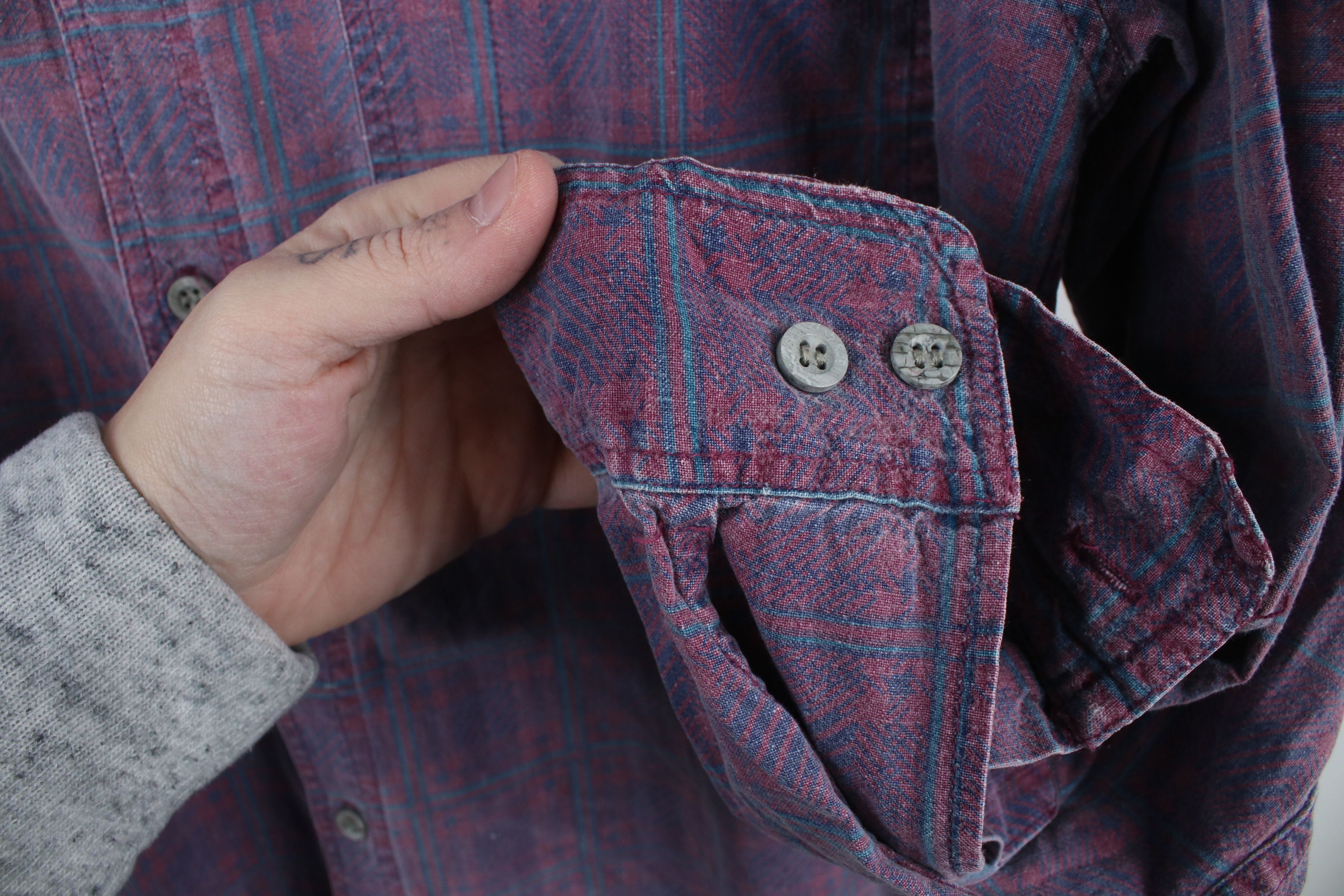 Vintage Vintage 90s Streetwear Checkered Plaid Collared Button Shirt Size US L / EU 52-54 / 3 - 7 Thumbnail