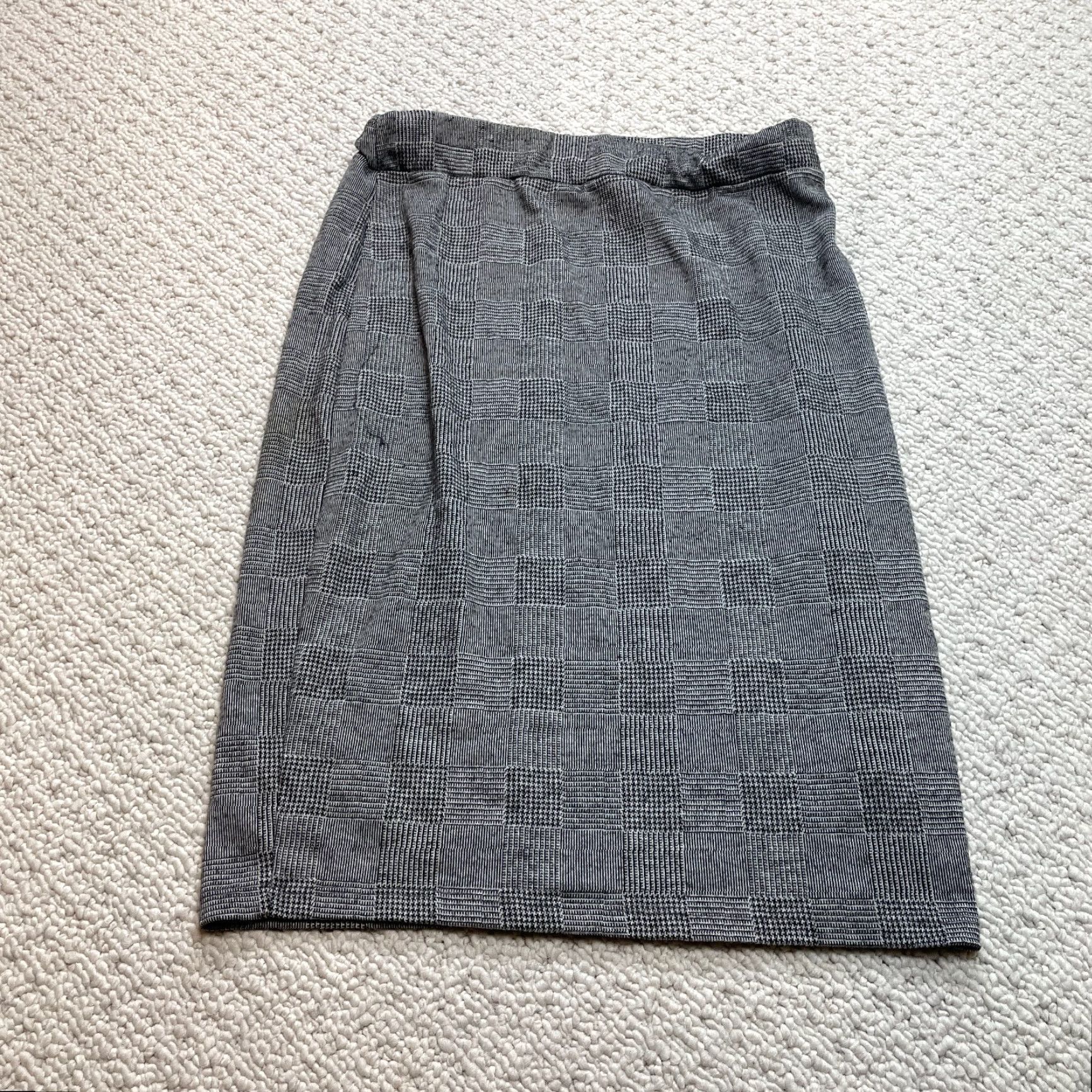Vintage Rag Doll Skirt Womens 1X Gray Stretch Knee Length Check Polyester Denim Vintage No Size 40" / US 18 - 2 Thumbnail