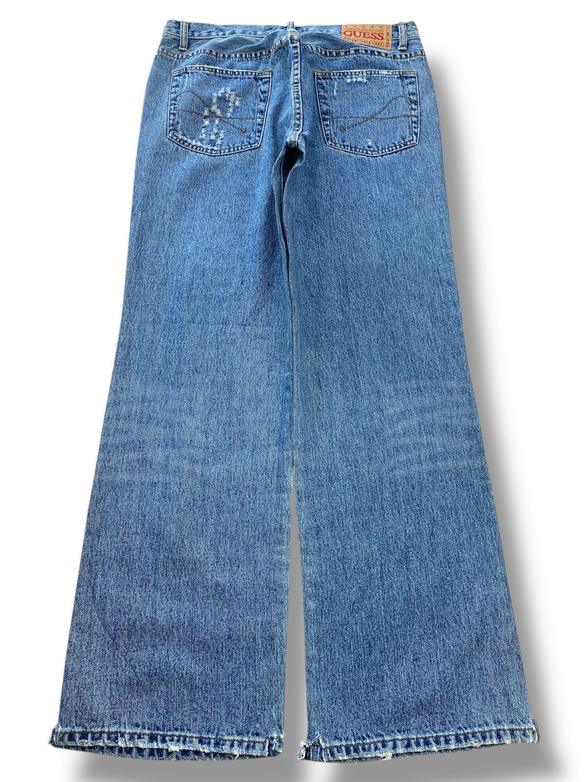 Guess Guess Faded Blue Wash Distressed Style Straight Leg Jean Size US 32 / EU 48 - 3 Thumbnail