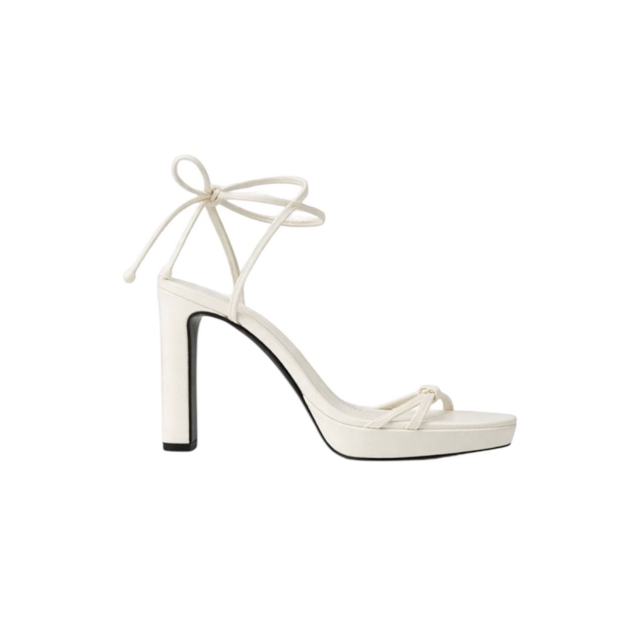 Gucci GUCCI CAGE WOVEN SANDALS LEATHER HEELS WHITE SIZE 36 Size US 6 / IT 36 - 1 Thumbnail