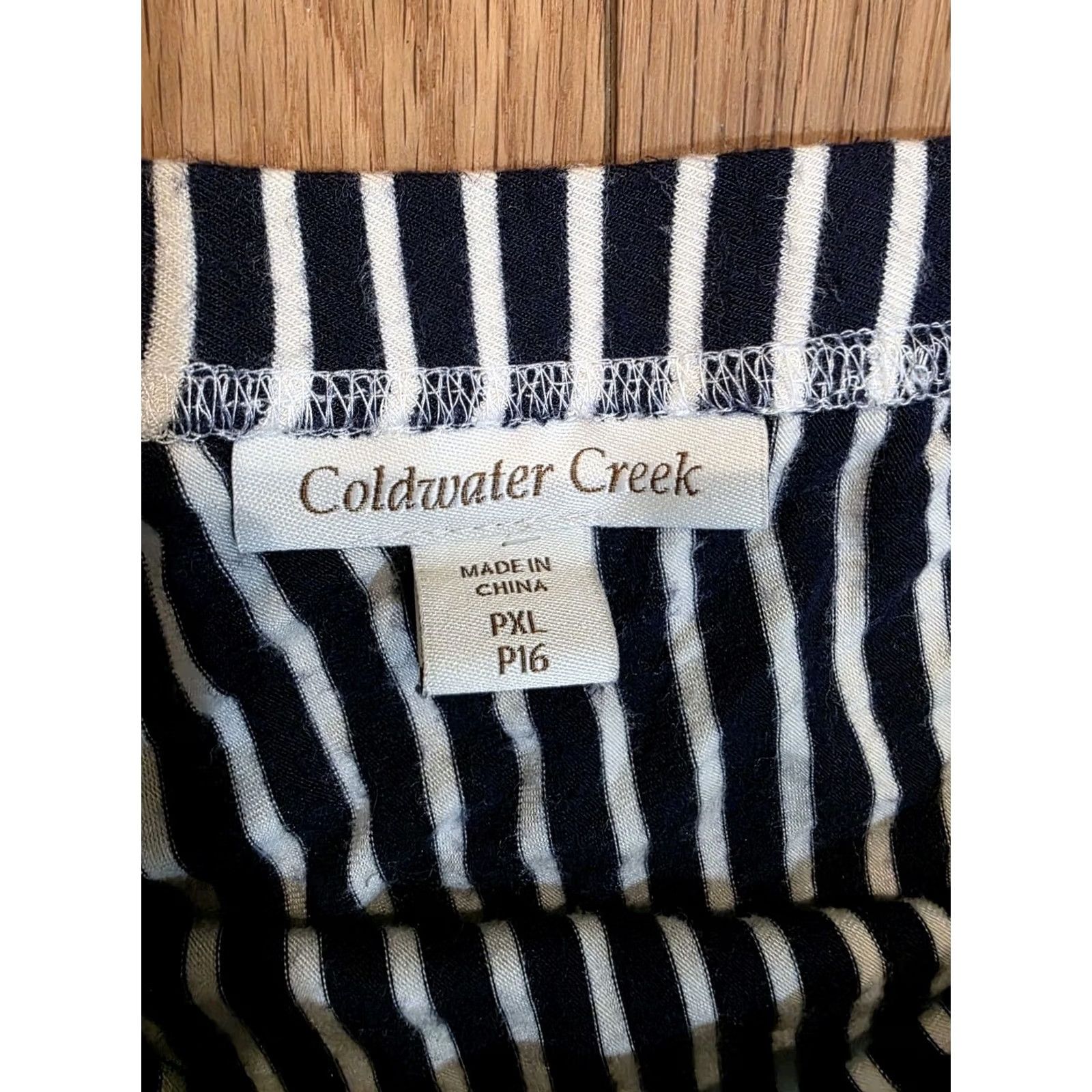 Coldwater Creek Coldwwater Creek Skirt Maxi PXL Navy Geometric Stripe Stretch Pull-on Women Size 40" / US 18 - 4 Thumbnail
