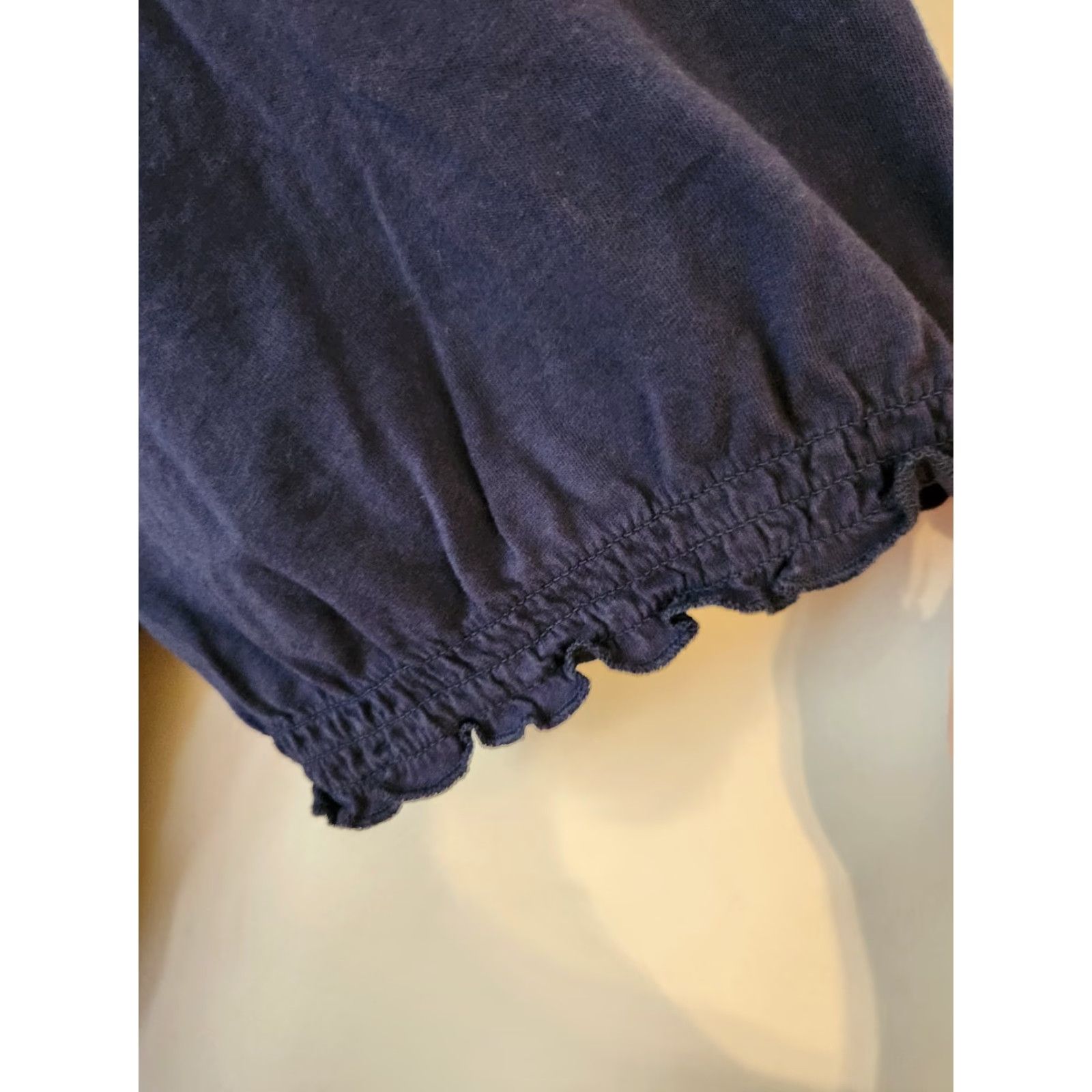 Avenue Avenue Navy Blue Embroidered Floral Smocked Trim Peasant Top Hippie Boho 18/20 Shirt Women Mens: N/A Size XXL / US 16-18 / IT 52-54 - 4 Thumbnail