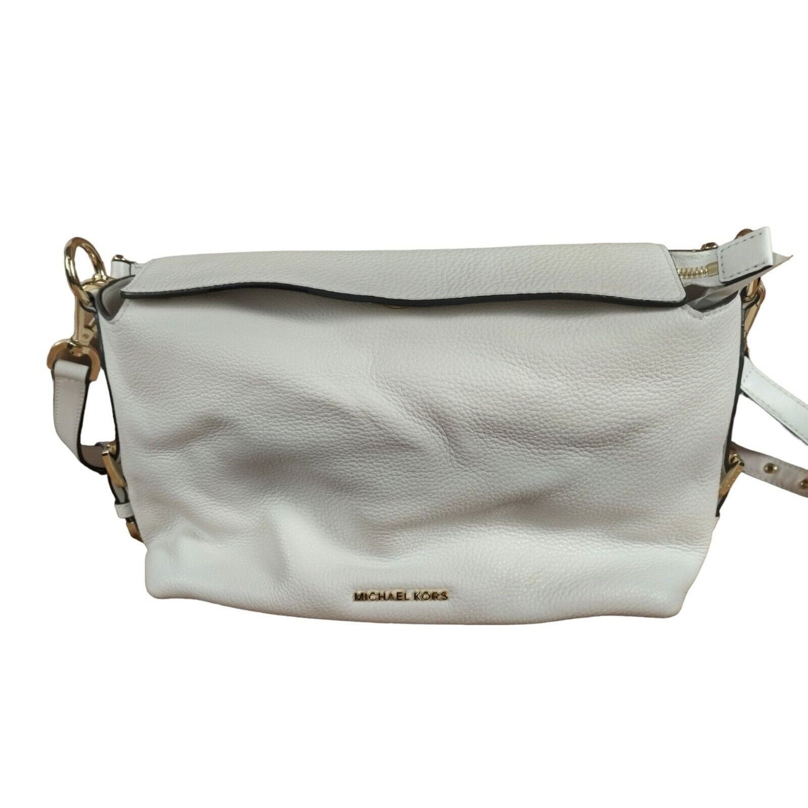 Michael Kors Michael Kors Brooke Optic White Pebbled Leather Satchel Cros Size ONE SIZE - 2 Thumbnail