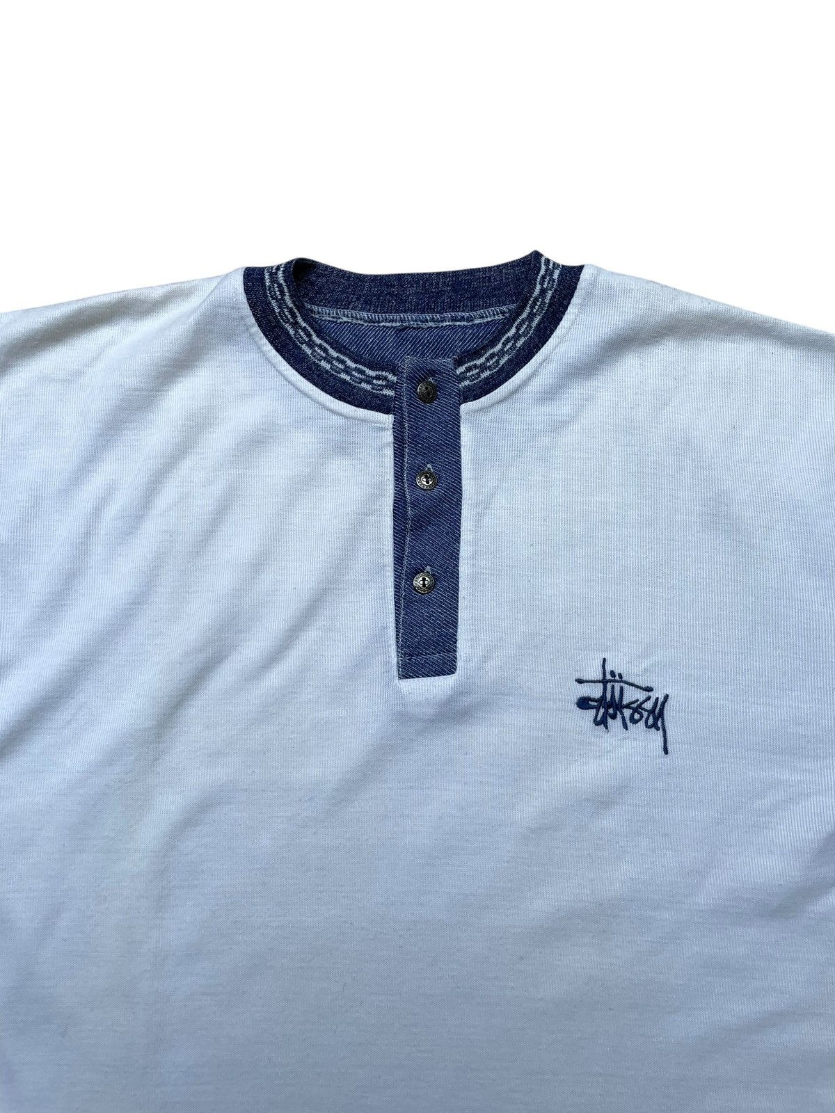 Vintage 1980s Stussy Tom tom Tshirt Half Button Sample Piece Size US L / EU 52-54 / 3 - 3 Thumbnail